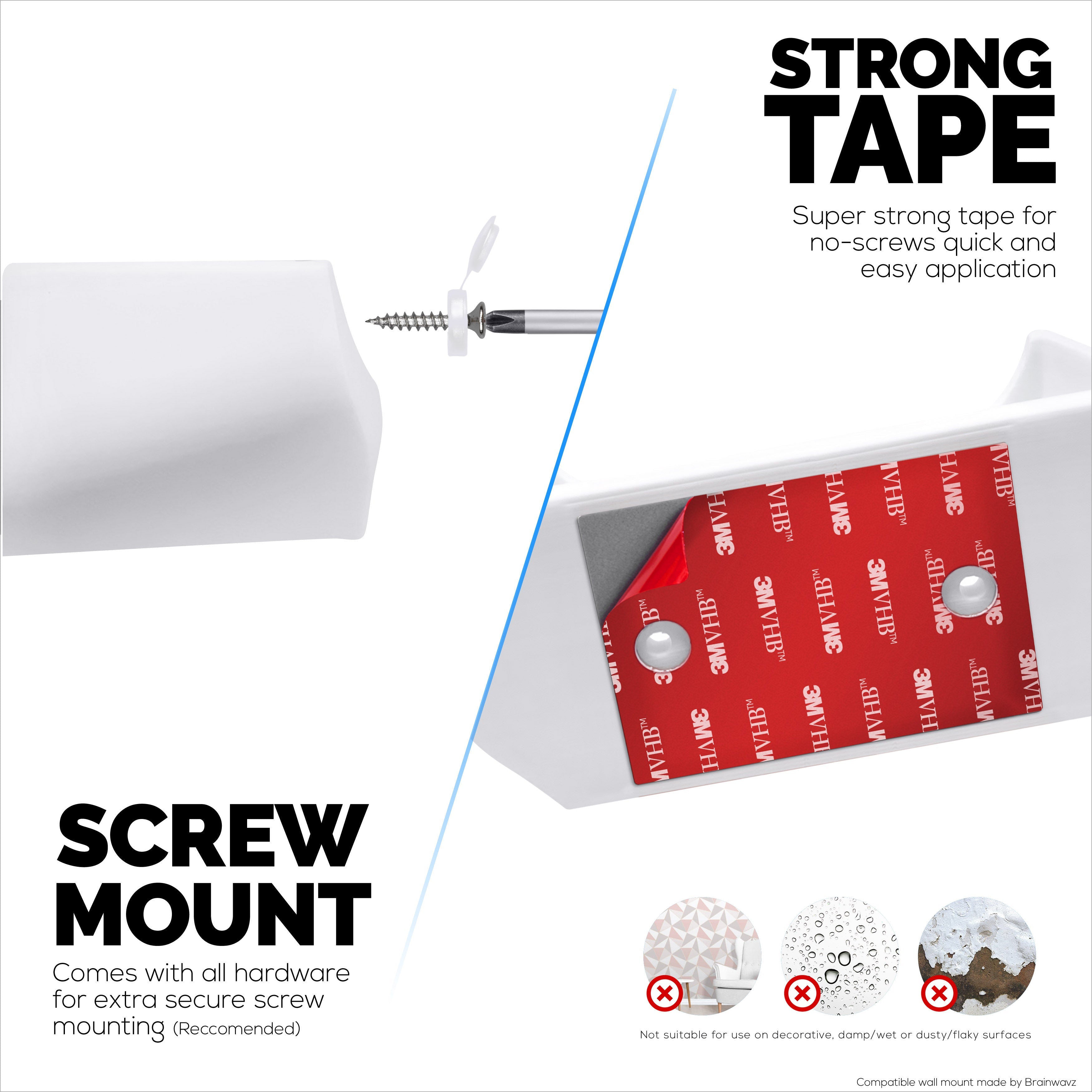 Screwless Wall Mount for EERO 7 WiFi Router, Easy To Install Holder, Adhesive & Screw In