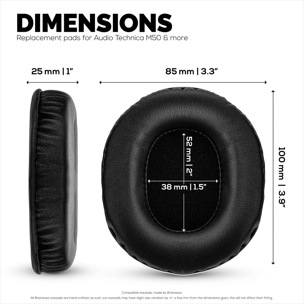Replacement Sheepskin Earpads for Audio Technica ATH-M50X, M50xBT, M50RD, M40X, M30X, M20X Headsets. Soft Real Leather and Memory Foam