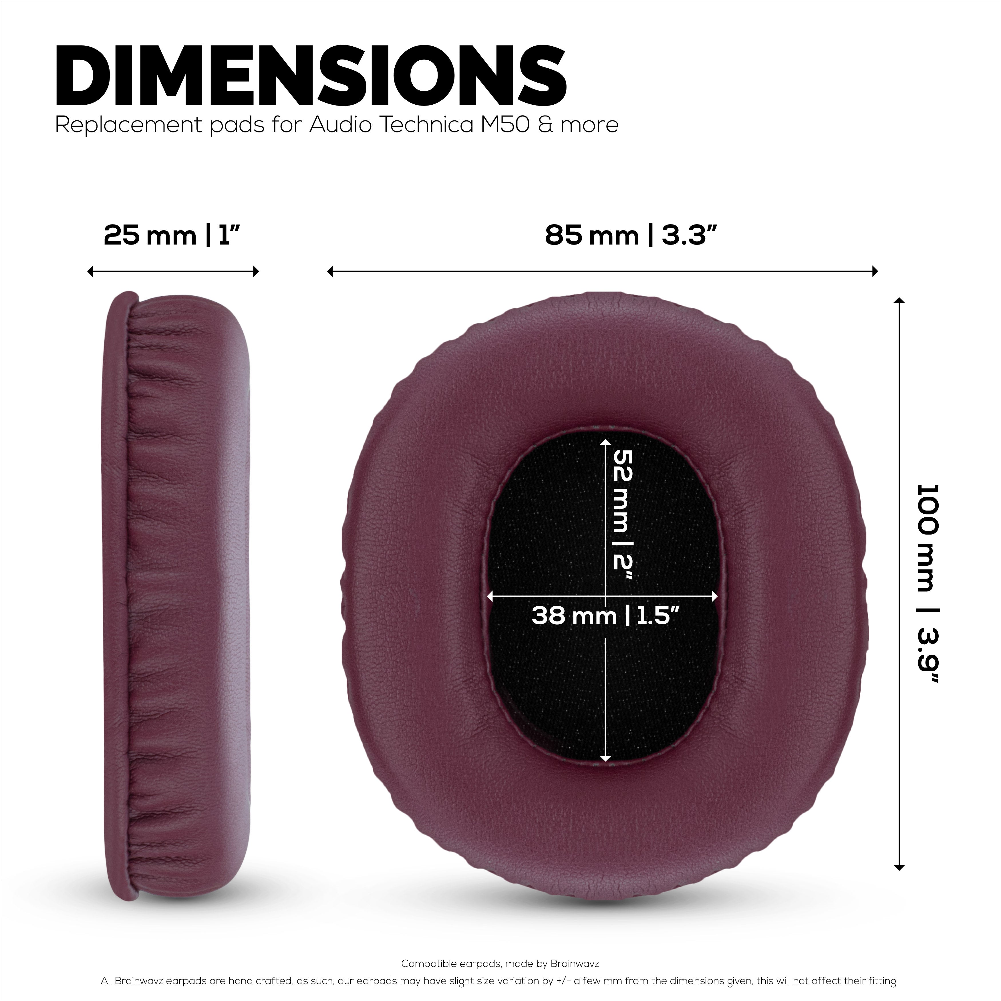 Replacement Earpads for ATH-M50X, M50xBT, M50RD, M40X, M30X, M20X Audio Technica Headsets. Soft PU Leather with Memory Foam for Extra Comfort & Durability