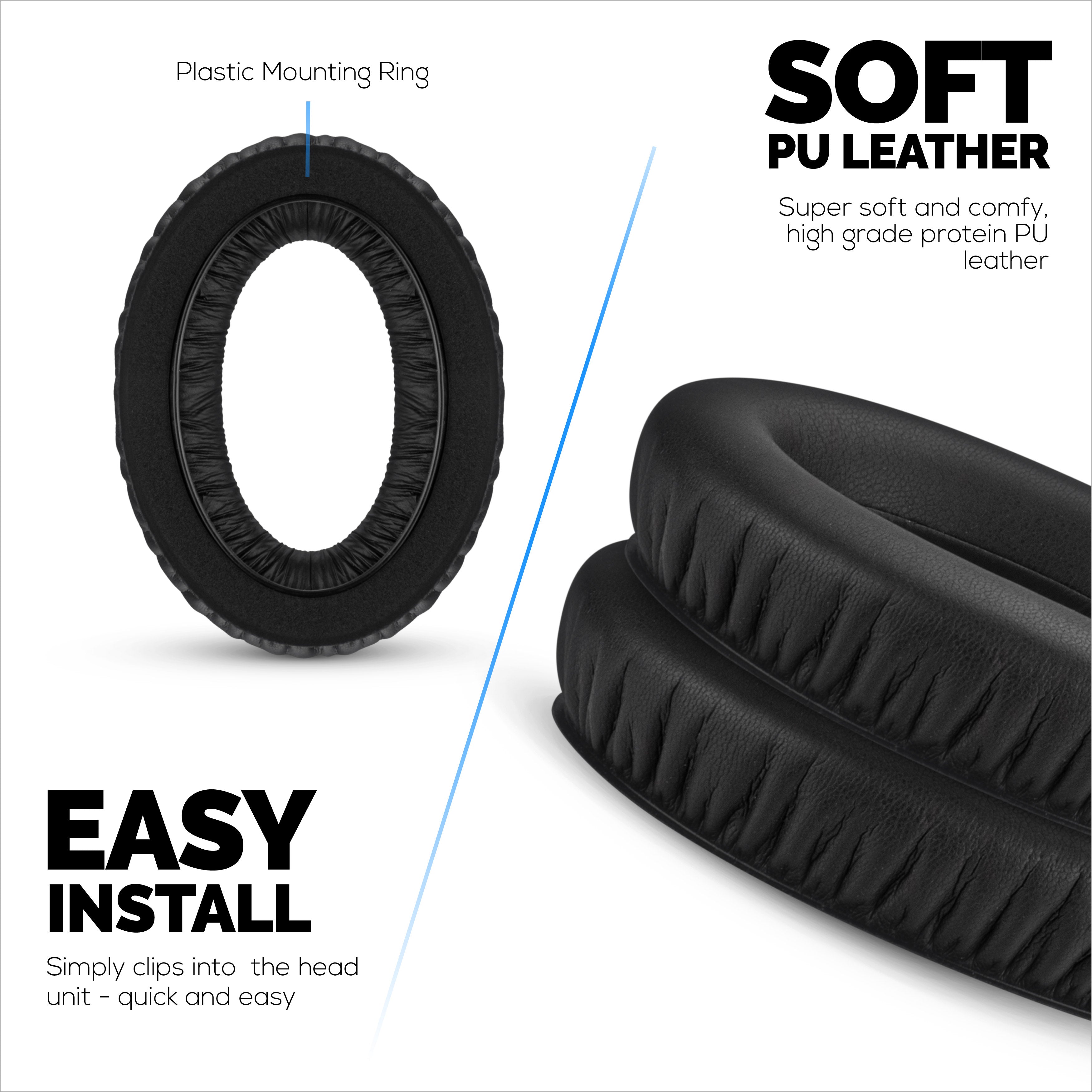 Replacement Earpads for Sennheiser HD600, HD650, HD660S, HD525, HD535, HD545, & Massdrop HD58X, HD6XX Headphones - Soft PU Protein Leather Cushions with Soft Foam