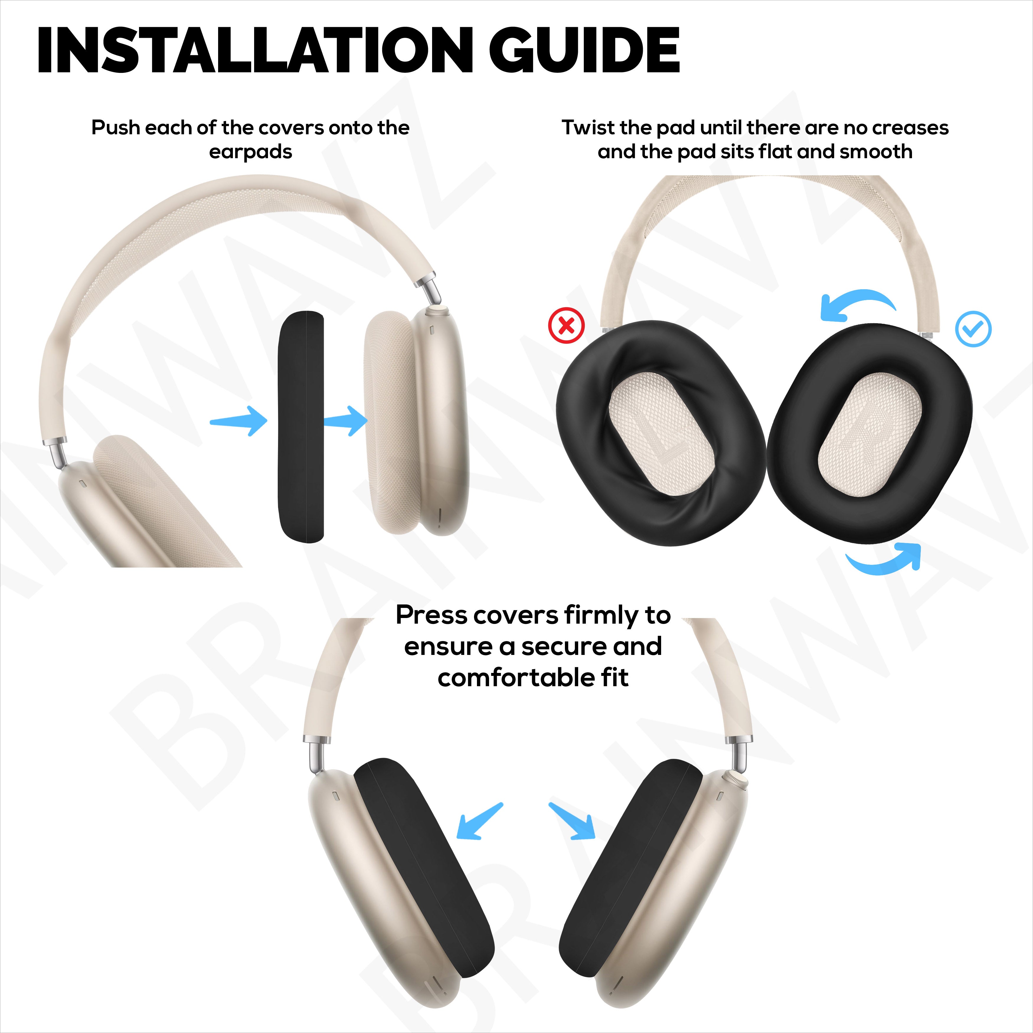 Silicone Protective Earpad Covers for Apple Airpods Max  Headphones – Waterproof, Sweatproof, Dustproof, Non-Slip & Easy to Install