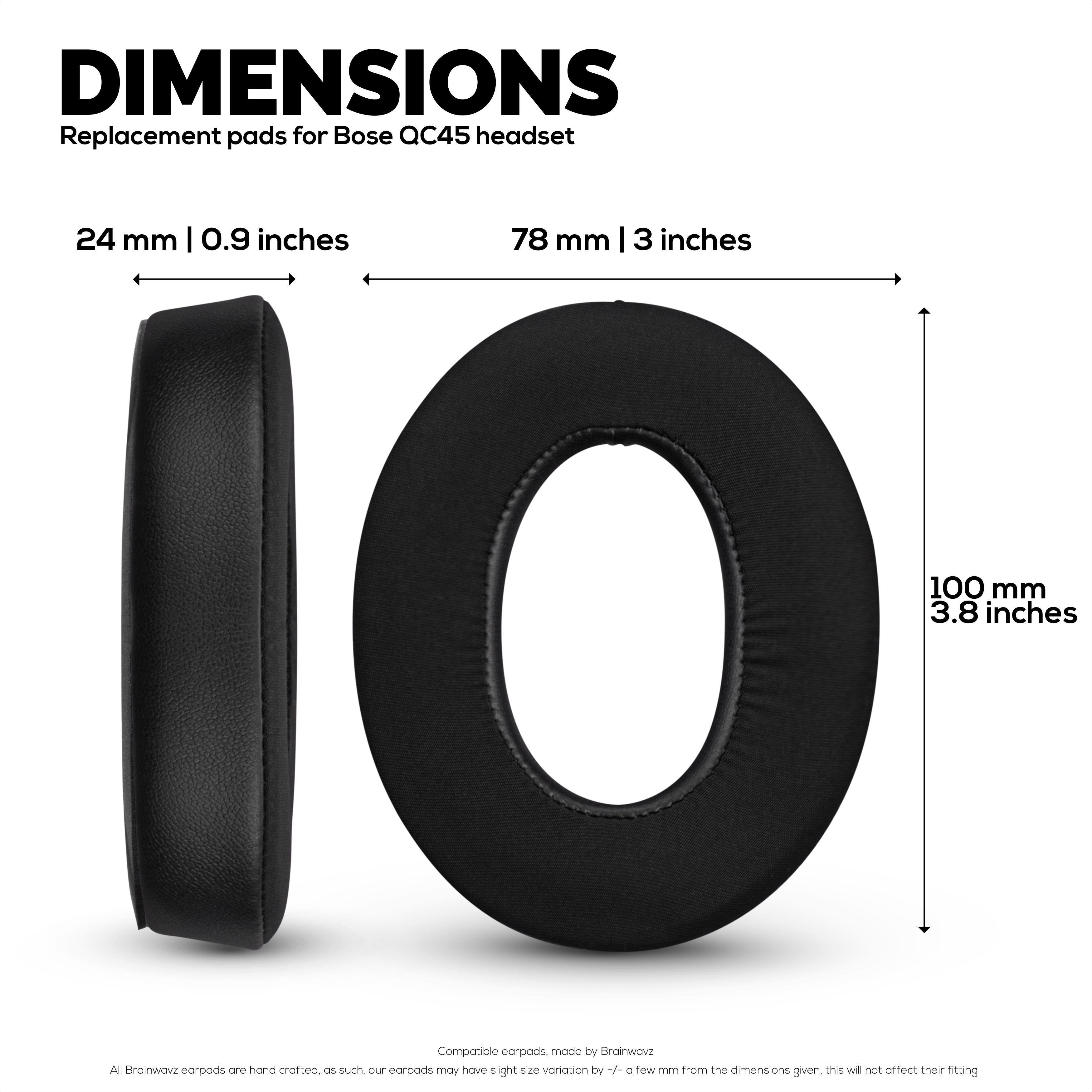 Hybrid Replacement Earpads for Bose QuietComfort 45 (QC45) Wireless Headphones, Soft Gel, Breathable Fabric w/ PU Leather & Memory Foam, Extra Comfort