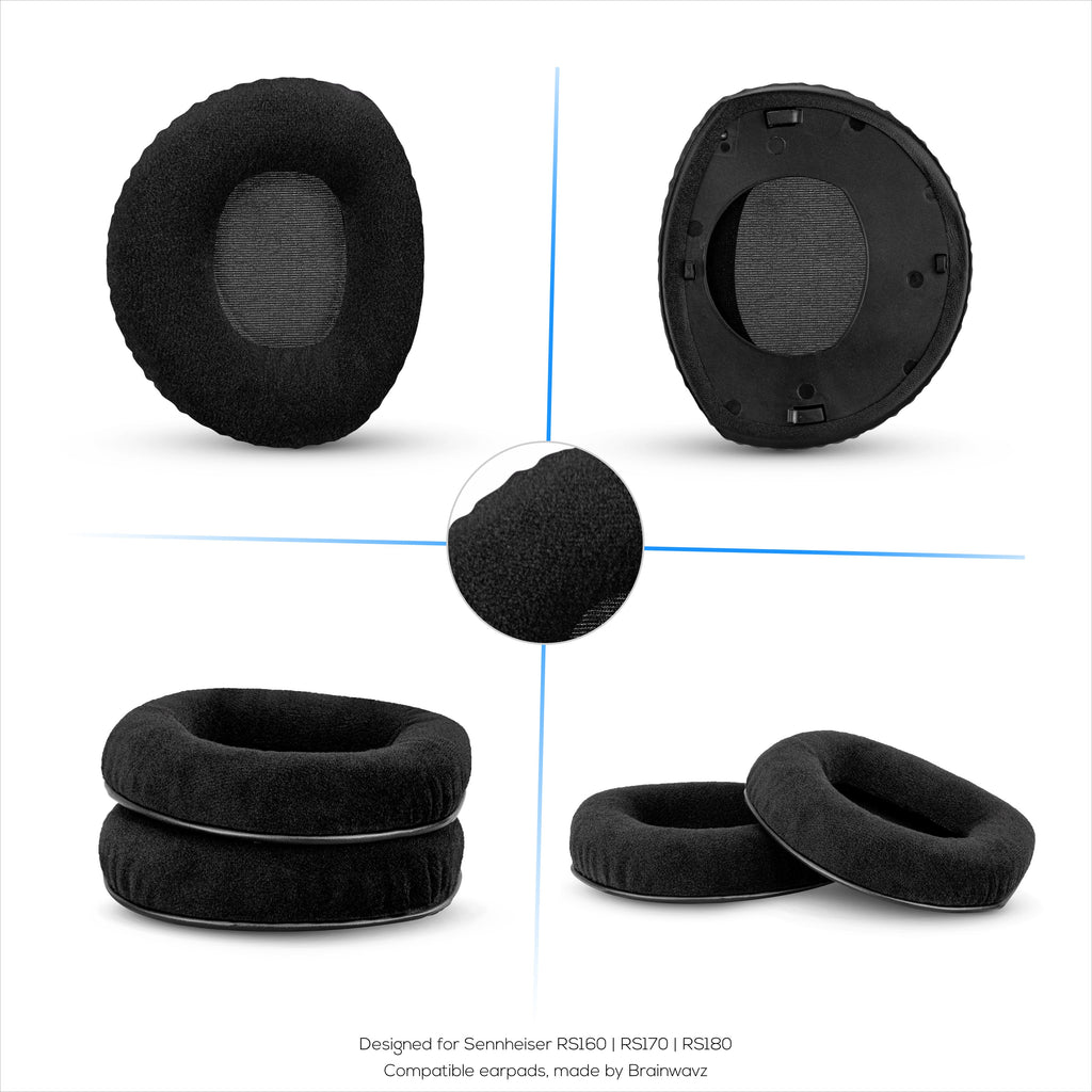 Replacement Earpads for Sennheiser RS160, RS170, RS180, HDR160, HDR170 & HDR180 Headphones, Soft Velour & Foam Ear Pad