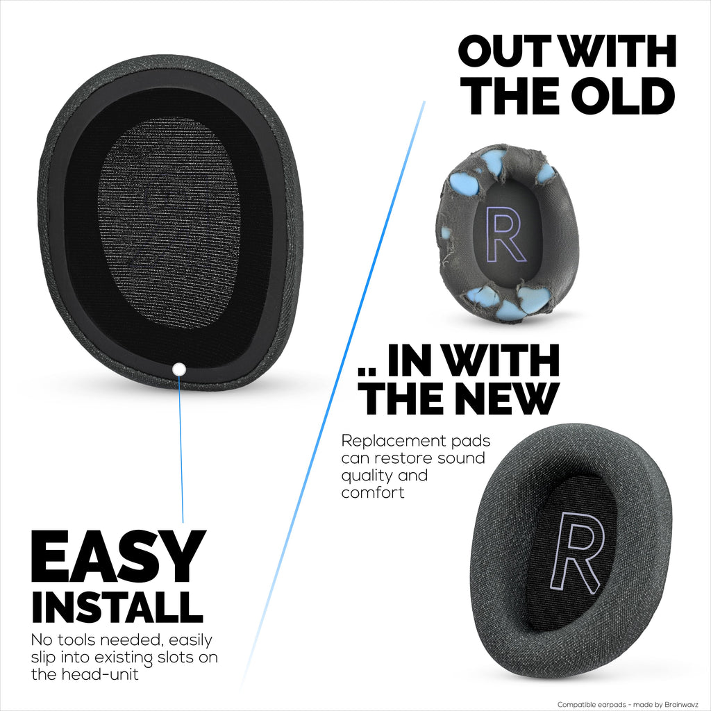 Mesh Fabric Earpads for Logitech G522 Lightspeed Headset, Breathable Mesh Fabric & High-Grade Memory Foam - Thicker, Comfier & Long Lasting
