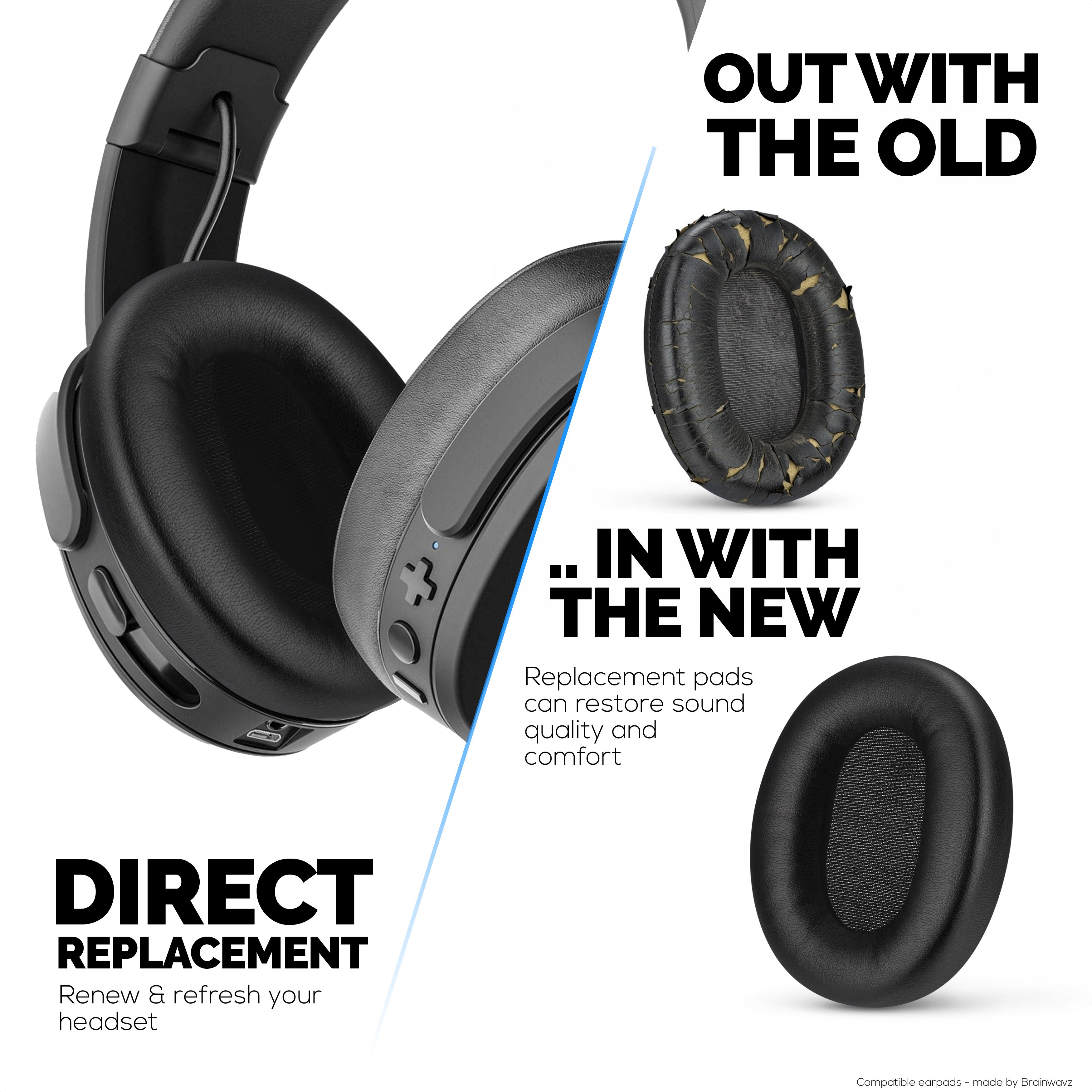 Replacement Earpads for Skullcandy Crusher ANC 2 Headsets. Soft PU Leather with High Grade Memory Foam for Extra Comfort & Durability