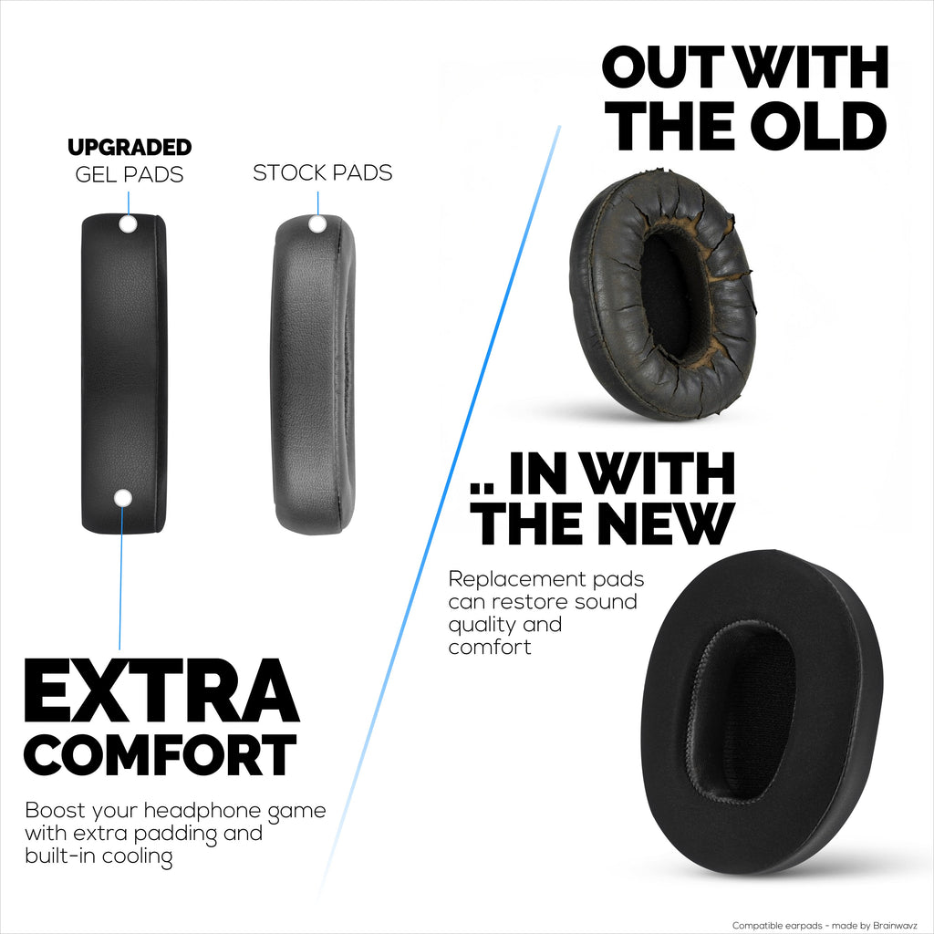 Hybrid Earpads for Skullcandy Crusher Wireless, Hesh 3/ANC/EVO, Venue ANC & More. Cooling Gel Gaming Cushions with Super Soft Fabric & Thick Memory Foam