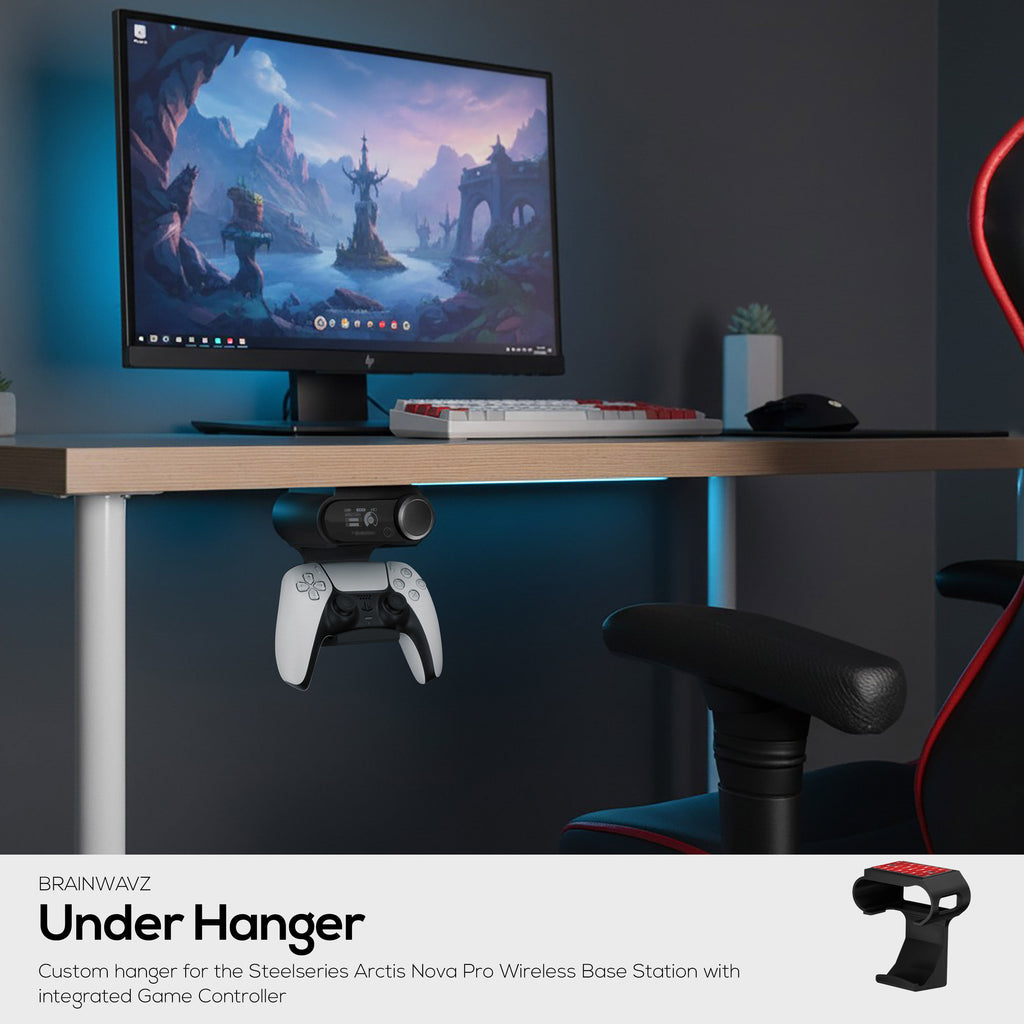 Under Desk Mount & Game Controller Hanger for SteelSeries Arctis Nova Pro Wireless Base Station