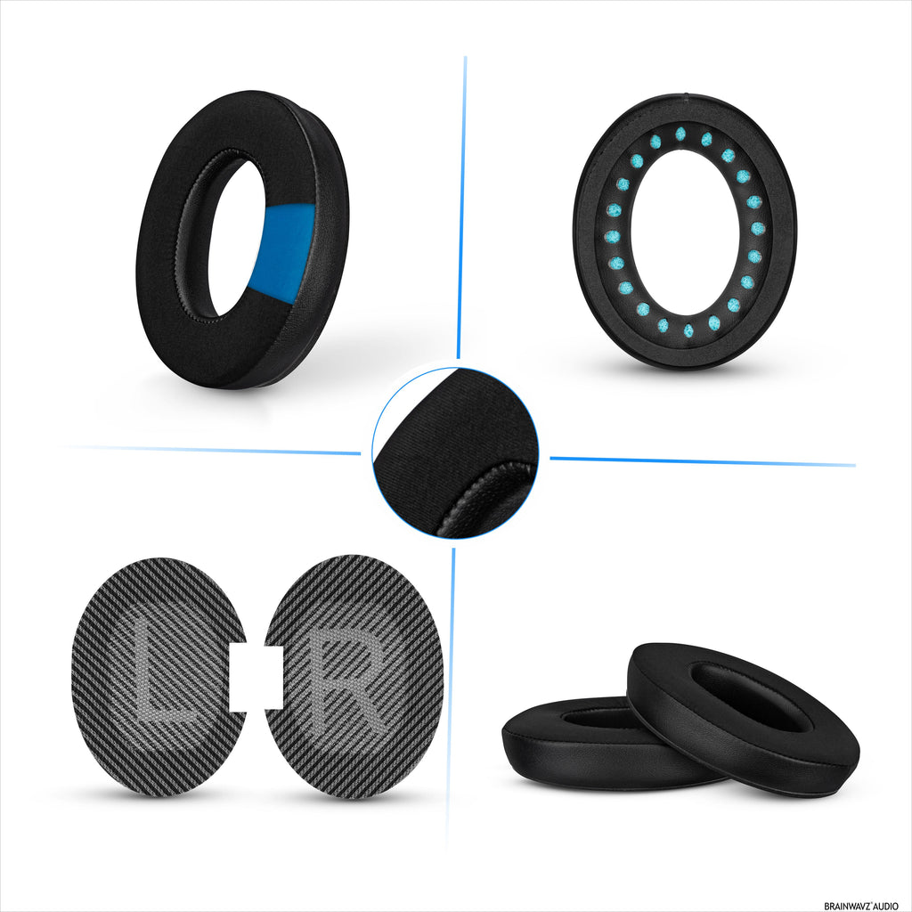 Hybrid Replacement Earpads for Bose QuietComfort 25 (QC25) Wireless Headphones, Soft Gel, Breathable Fabric w/ PU Leather & Memory Foam