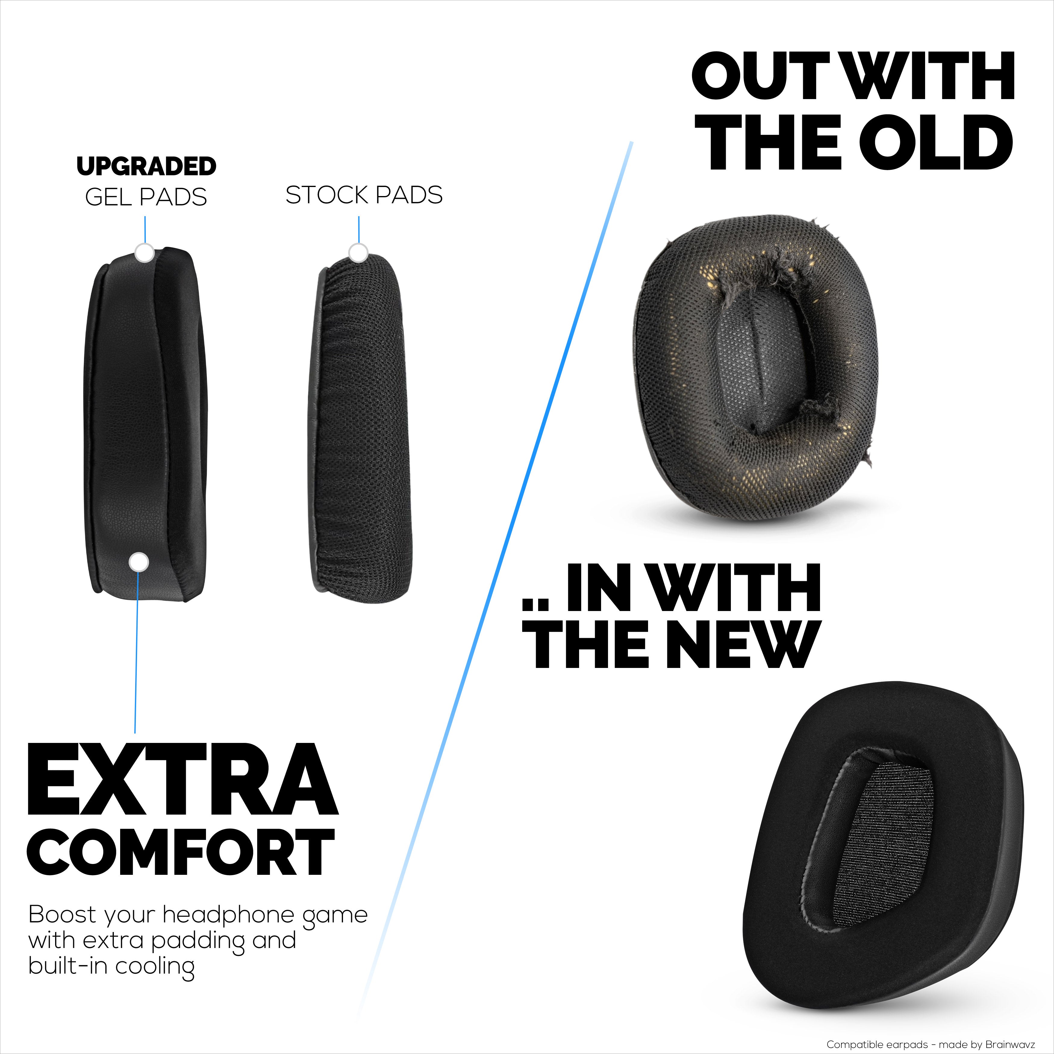 Hybrid Earpads for Corsair Void RGB Elite Wireless, RGB Elite USB, Elite Surround Headsets, Cooling Gel, Super Soft Fabric & Thicker Memory Foam