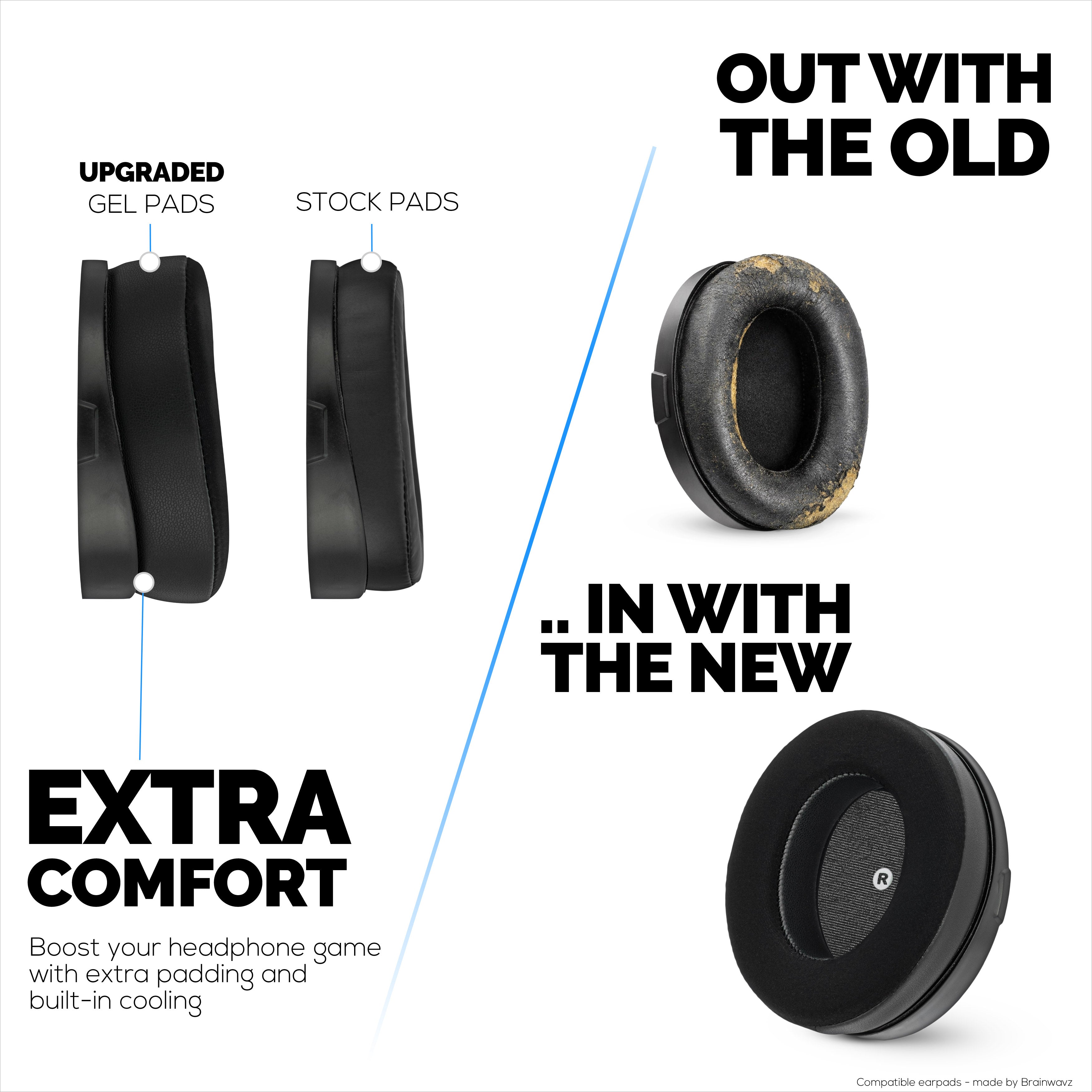 Hybrid Earpads for HyperX Cloud Orbit S, Audeze Penrose, Audeze Penrose X & Audeze Mobius Headsets, Cooling Gel, Super Soft Fabric & Thicker Memory Foam
