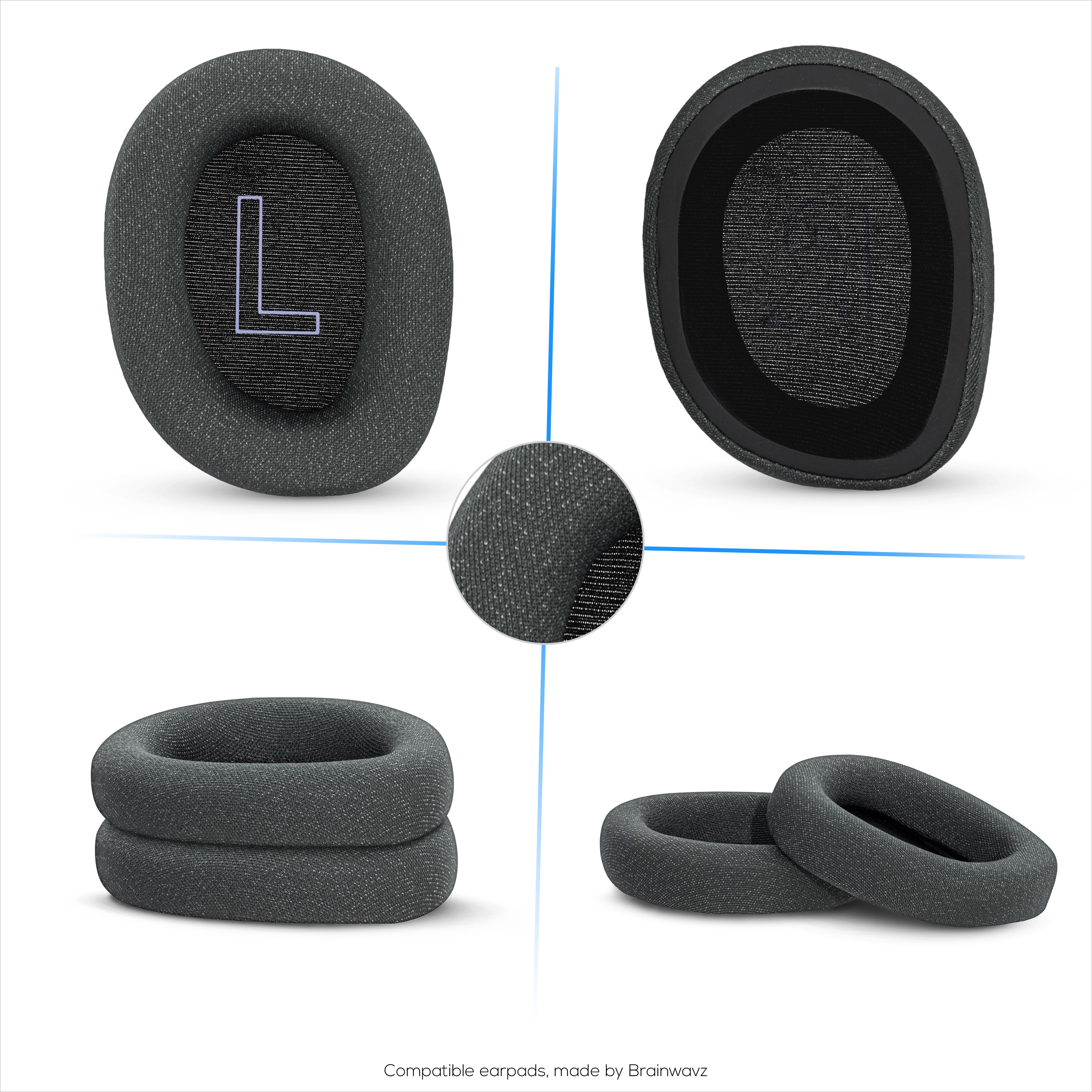 Mesh Fabric Earpads for Logitech G522 Lightspeed Headset, Breathable Mesh Fabric & High-Grade Memory Foam - Thicker, Comfier & Long Lasting