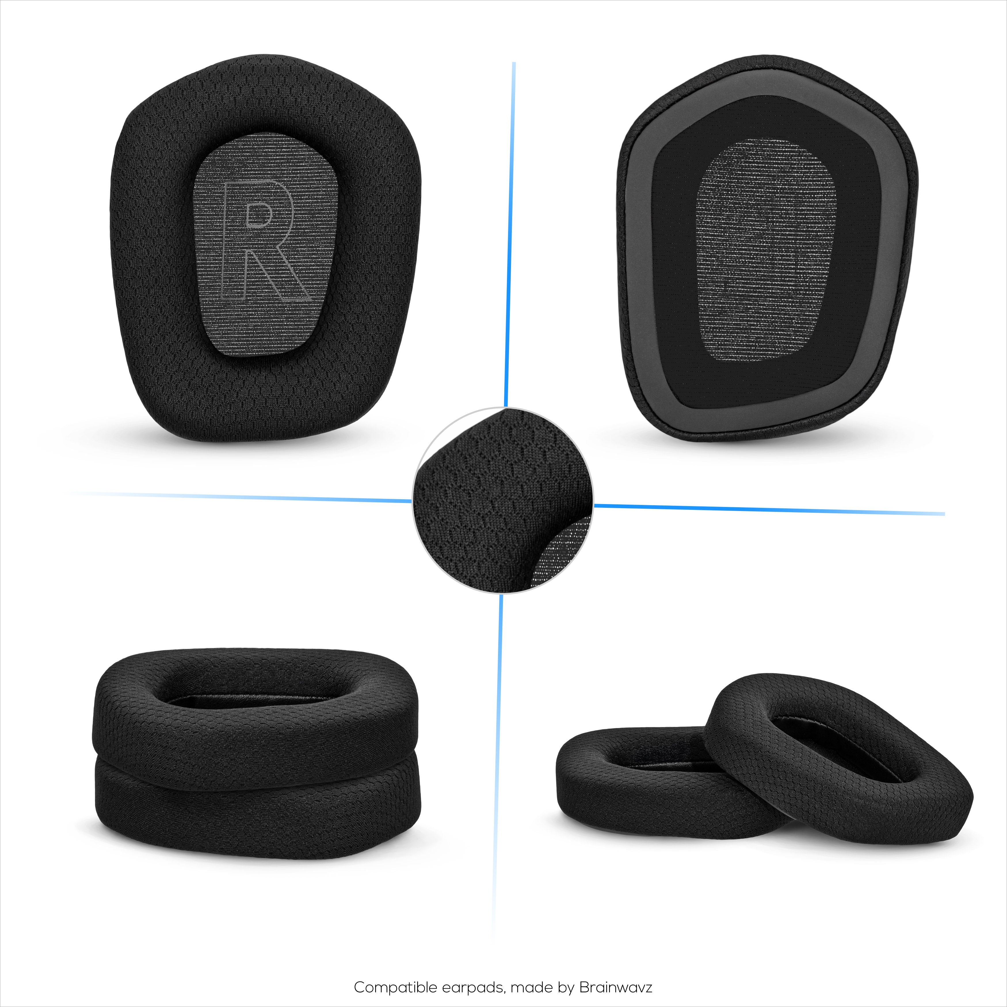 Mesh Fabric Earpads for Logitech G733, G335 & G535 Headsets, Breathable Mesh Fabric & High-Grade Memory Foam