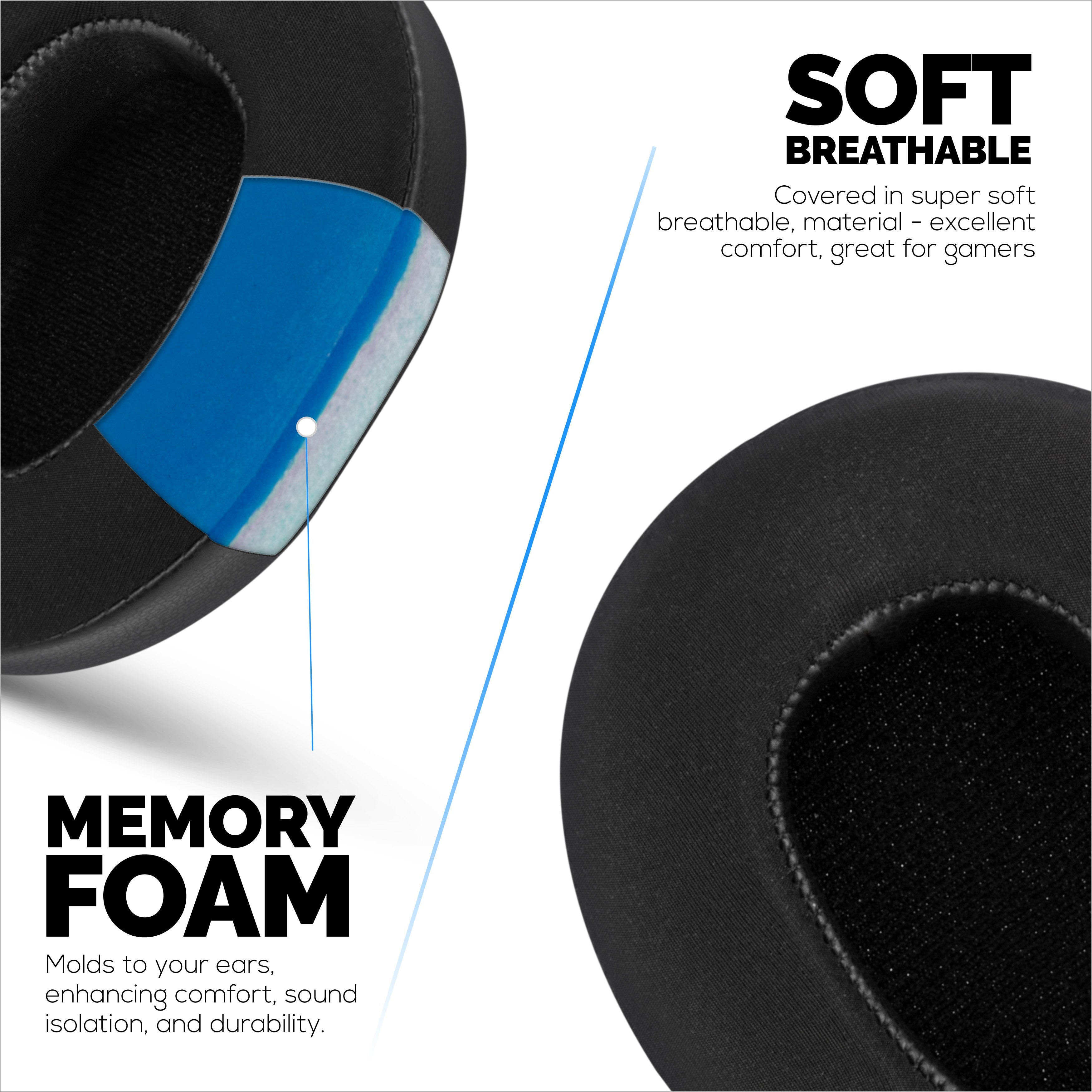 Hybrid Earpads for Skullcandy Crusher Wireless, Hesh 3/ANC/EVO, Venue ANC & More. Cooling Gel Gaming Cushions with Super Soft Fabric & Thick Memory Foam