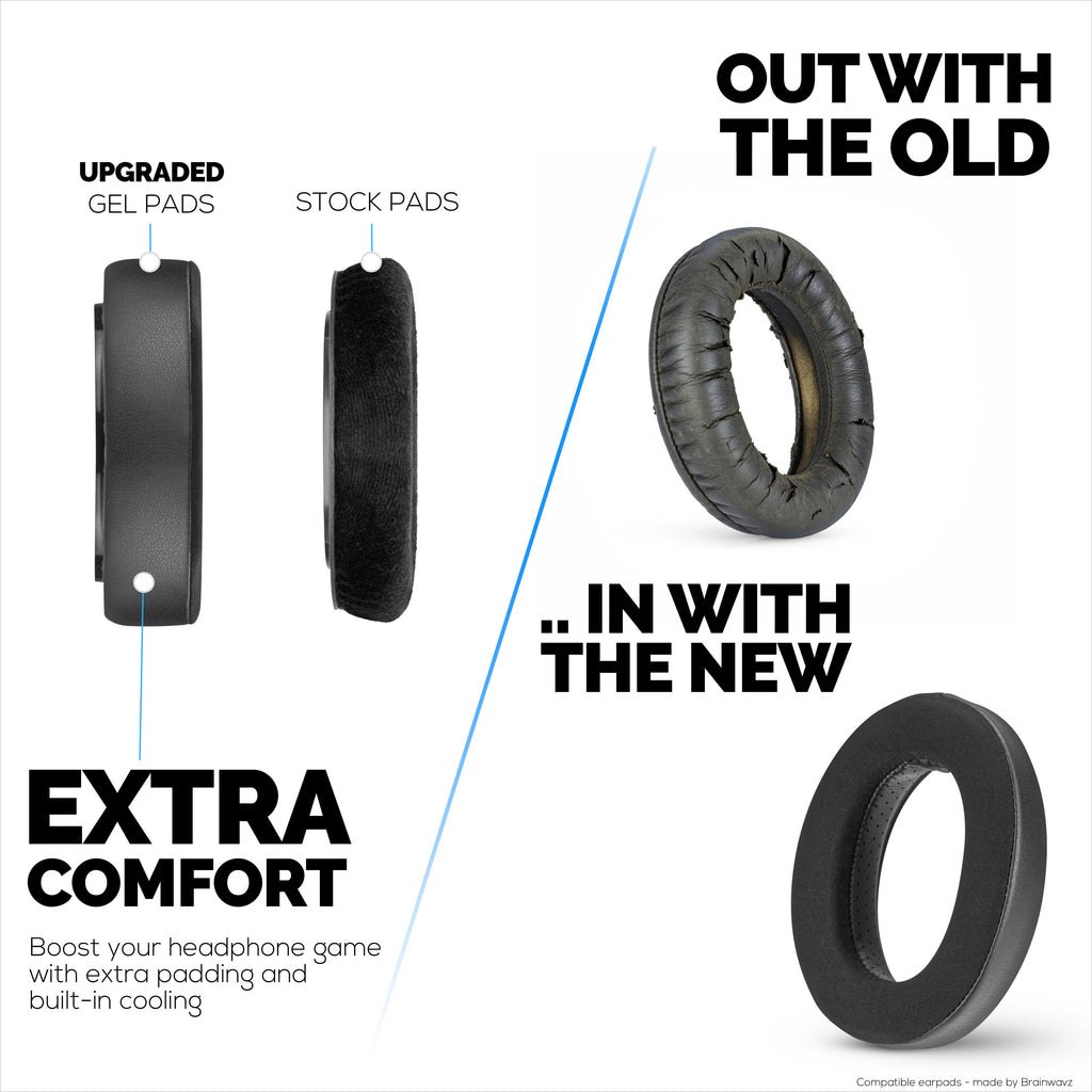 Hybrid Earpads for Sennheiser HD600, HD650, HD660S, HD525, HD535, HD545, & Massdrop HD58X, HD6XX Headphones - Cooling Gel Gaming Cushions with Super Soft Fabric & Thick Foam