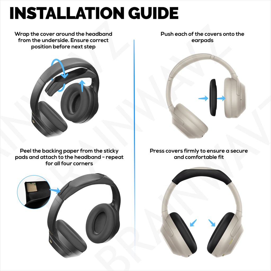 Silicone Protective Cover Set for Sony WH-1000XM3 & WH1000XM4 - Headband & Earpad Covers – Sweatproof, Dustproof, Non-Slip & Easy to Install