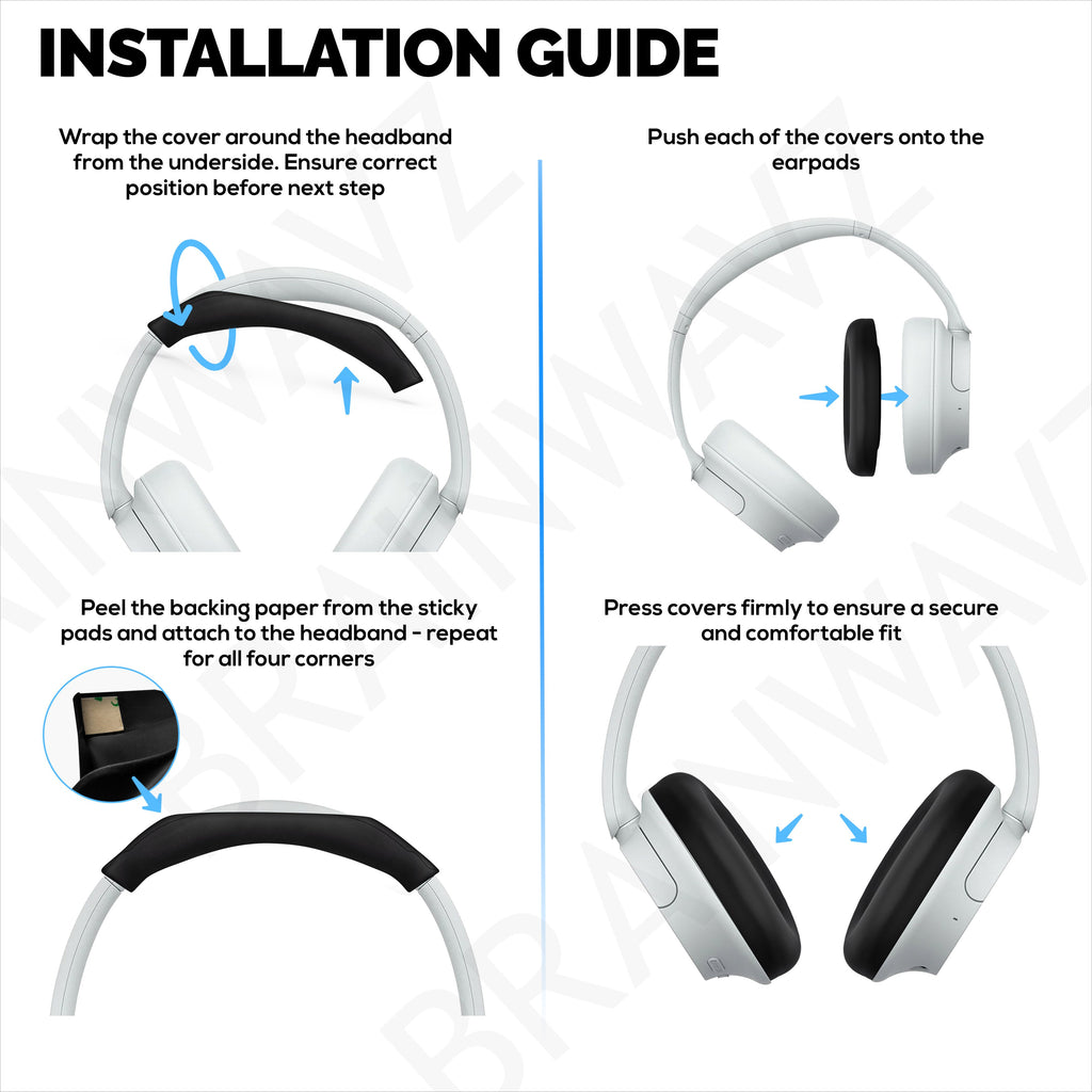 Silicone Protective Cover Set for Sony WH-CH720N - Headband & Earpad Covers – Sweatproof, Dustproof, Non-Slip & Easy to Install
