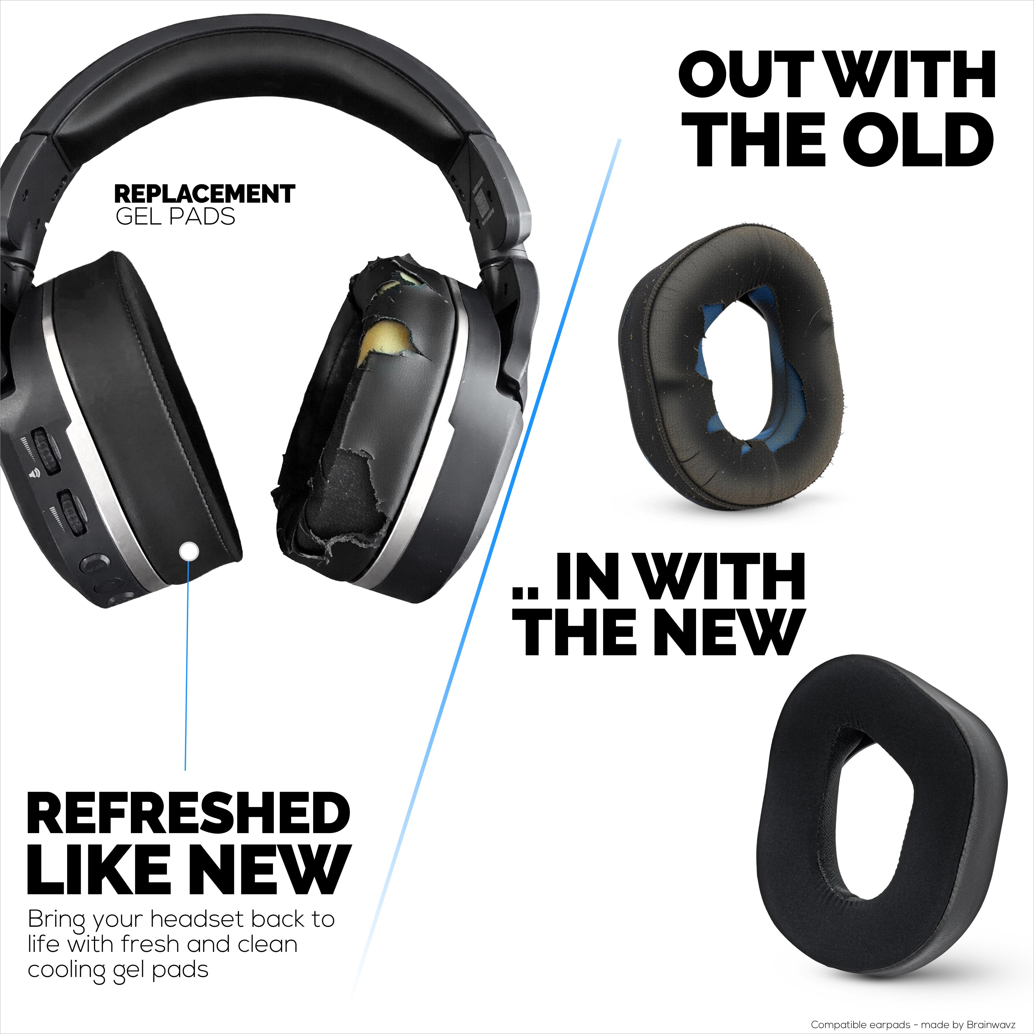 Hybrid Earpads for TurtleBeach Stealth 700 Gen 2 & Stealth 700 Gen 2 MAX Wireless. Cooling Gel Gaming Cushions with Super Soft Fabric & Thick Memory Foam