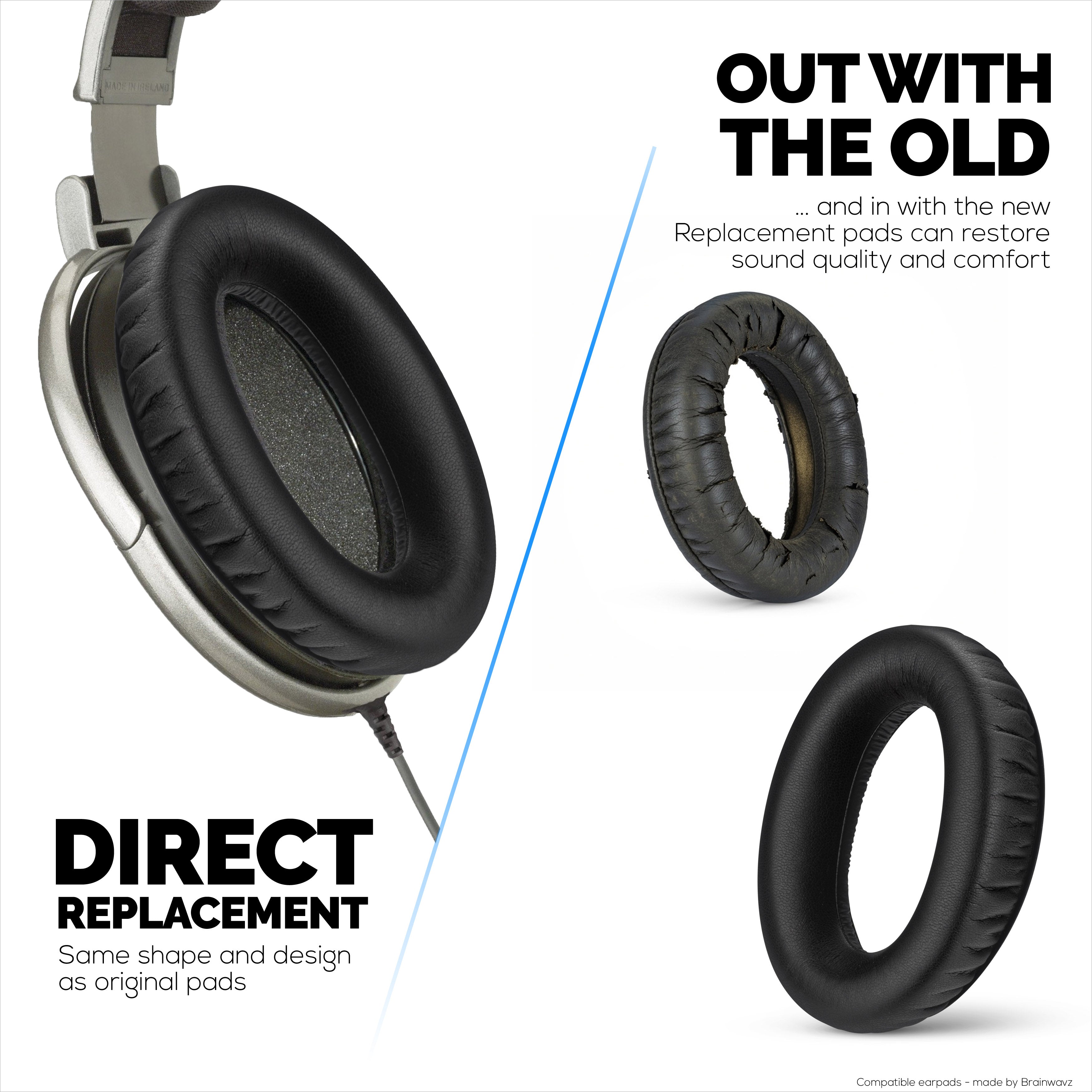 Replacement Earpads for Sennheiser HD600, HD650, HD660S, HD525, HD535, HD545, & Massdrop HD58X, HD6XX Headphones - Soft PU Protein Leather Cushions with Soft Foam