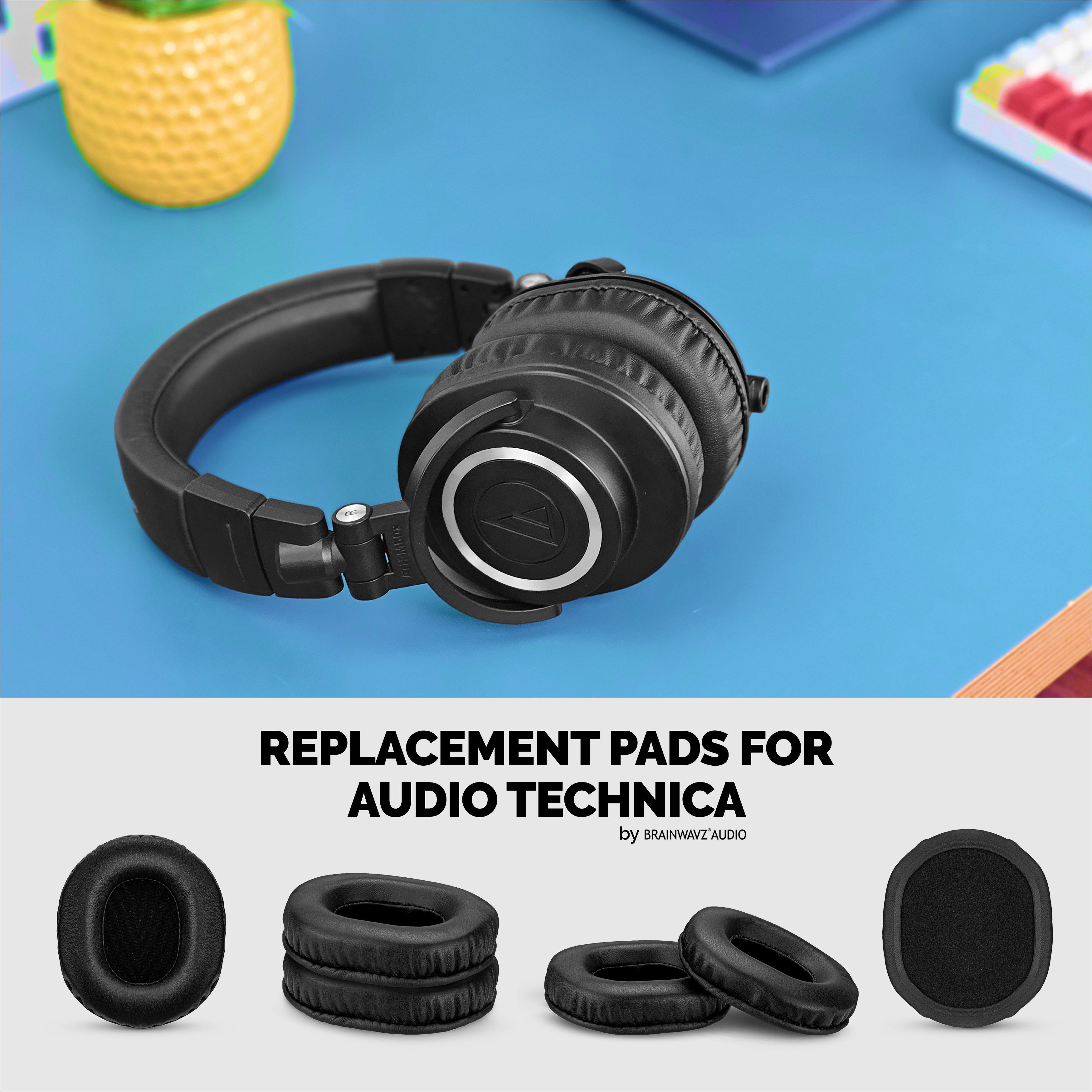 Replacement Sheepskin Earpads for Audio Technica ATH-M50X, M50xBT, M50RD, M40X, M30X, M20X Headsets. Soft Real Leather and Memory Foam