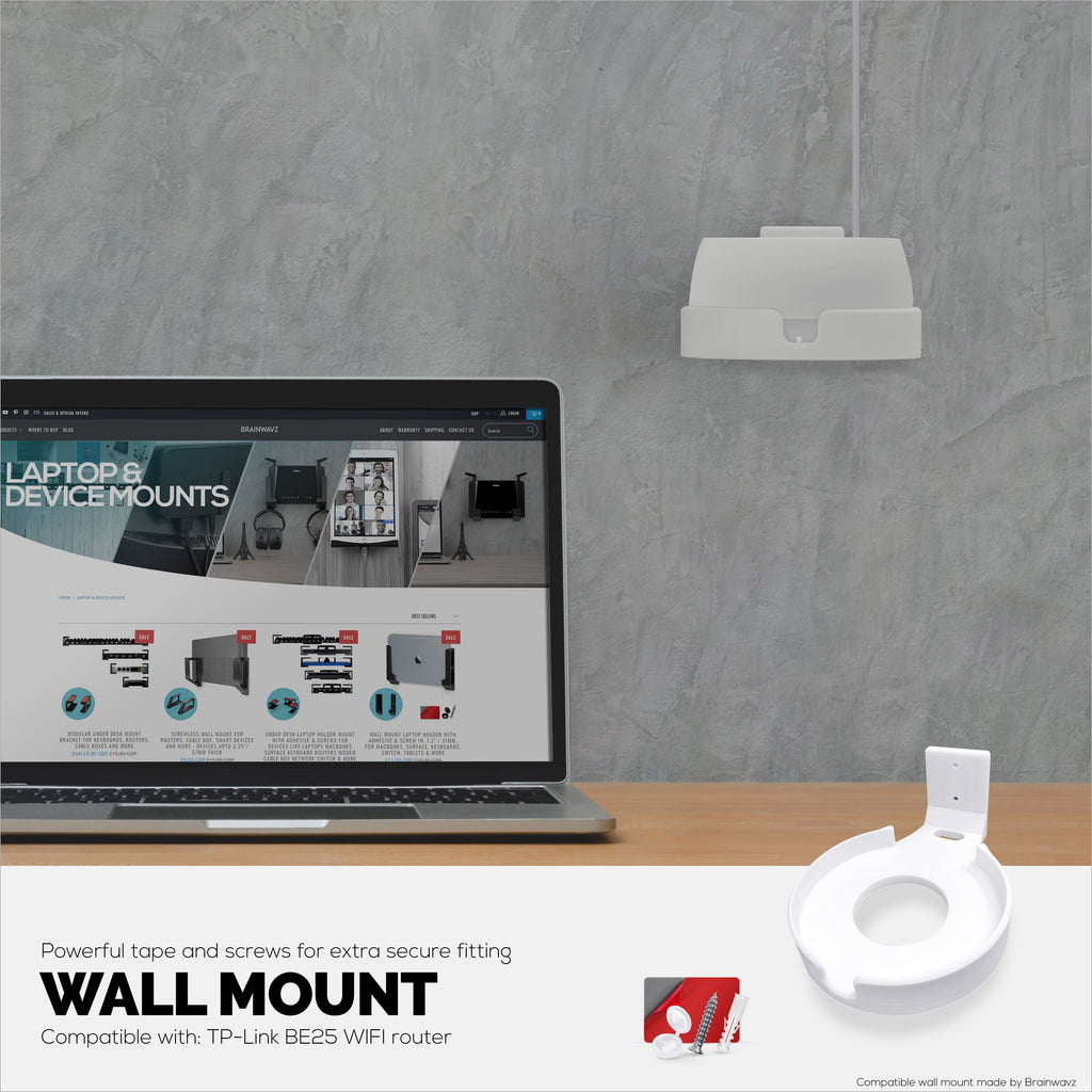 Screwless Wall Mount for TP-Link Deco BE25 Router, Easy To Install Holder, Adhesive & Screw In
