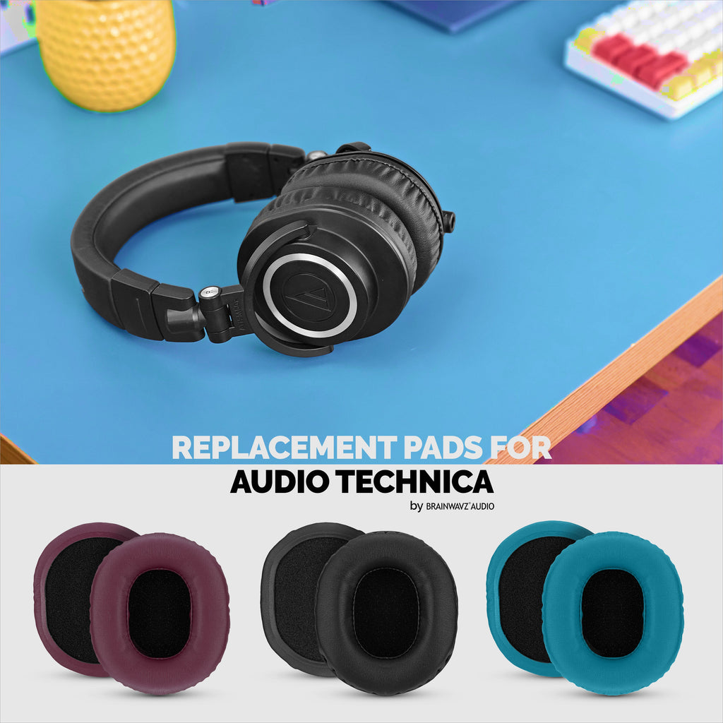 Replacement Earpads for ATH-M50X, M50xBT, M50RD, M40X, M30X, M20X Audio Technica Headsets. Soft PU Leather with Memory Foam for Extra Comfort & Durability