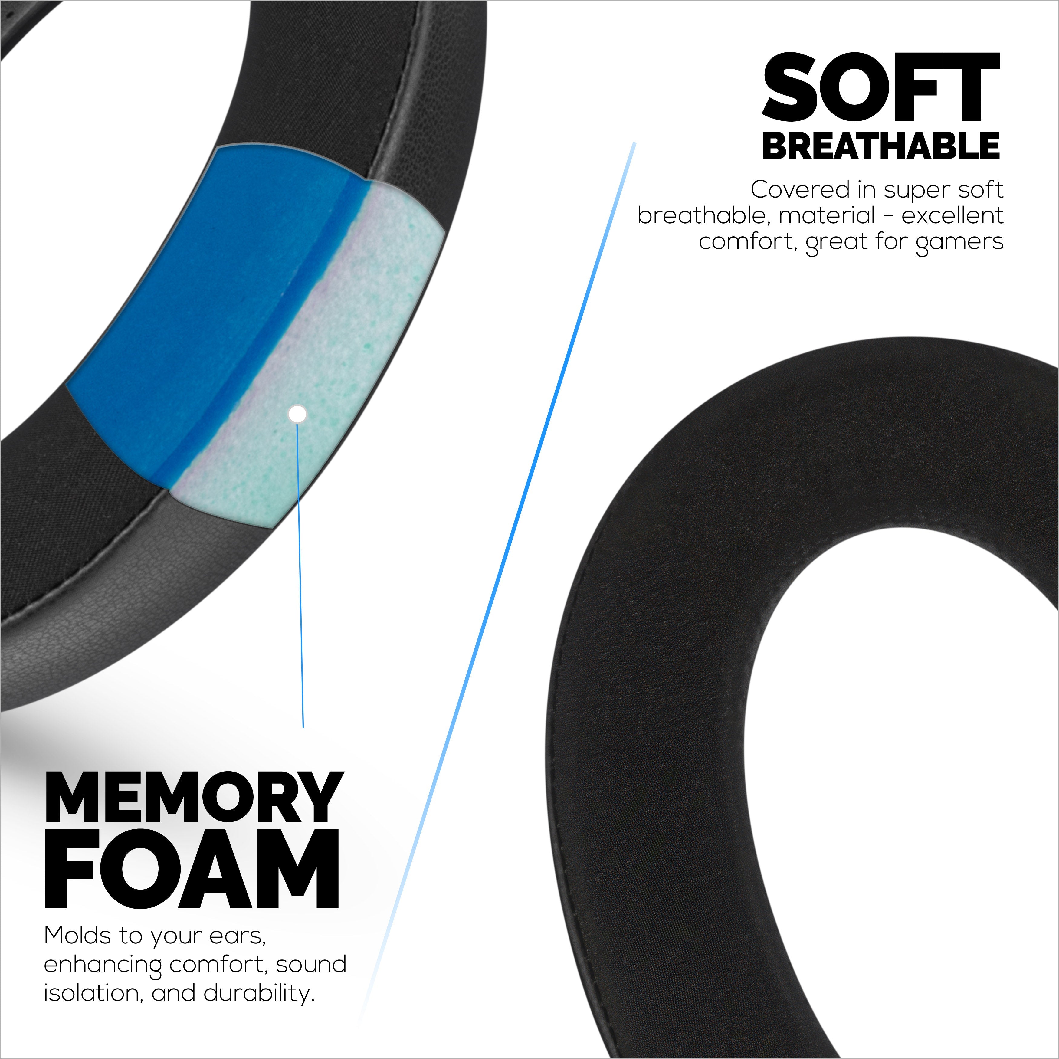 Hybrid Earpads for Sennheiser HD600, HD650, HD660S, HD525, HD535, HD545, & Massdrop HD58X, HD6XX Headphones - Cooling Gel Gaming Cushions with Super Soft Fabric & Thick Foam
