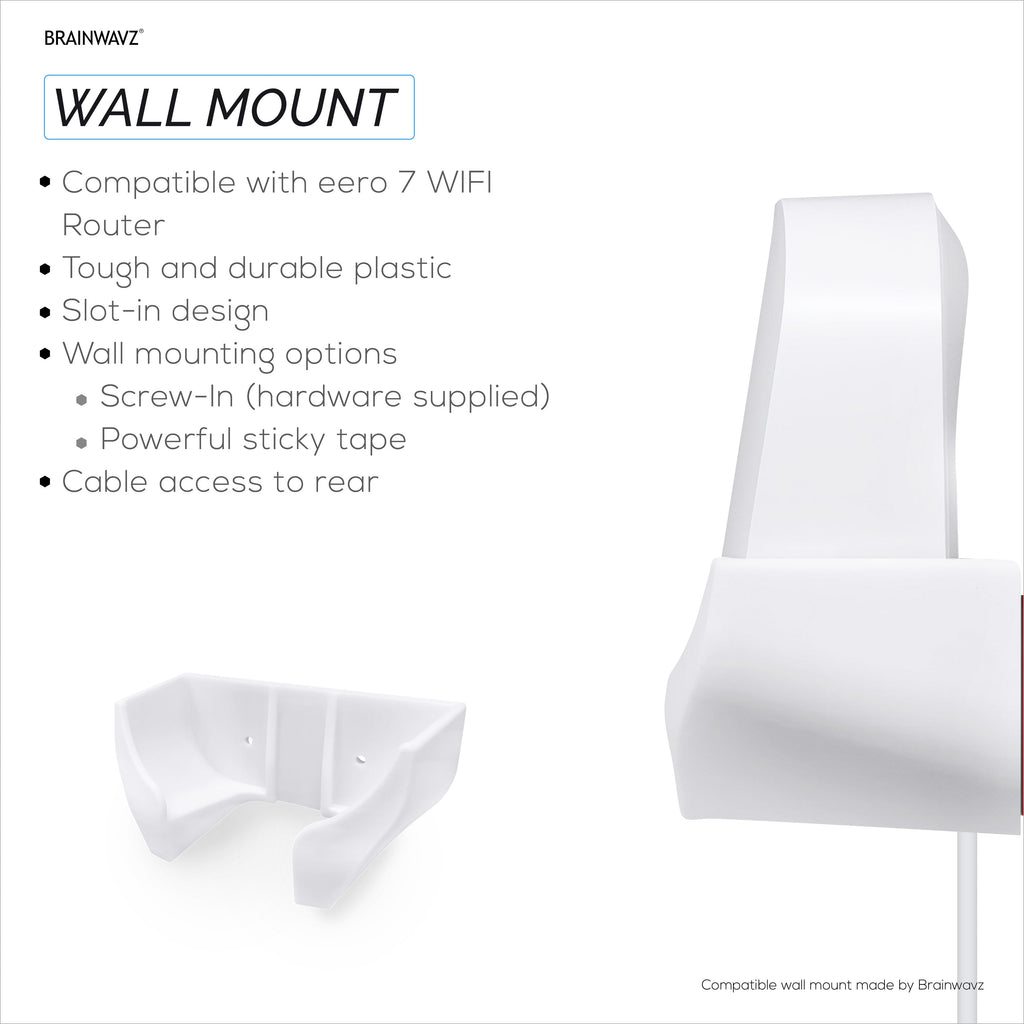 Screwless Wall Mount for EERO 7 WiFi Router, Easy To Install Holder, Adhesive & Screw In