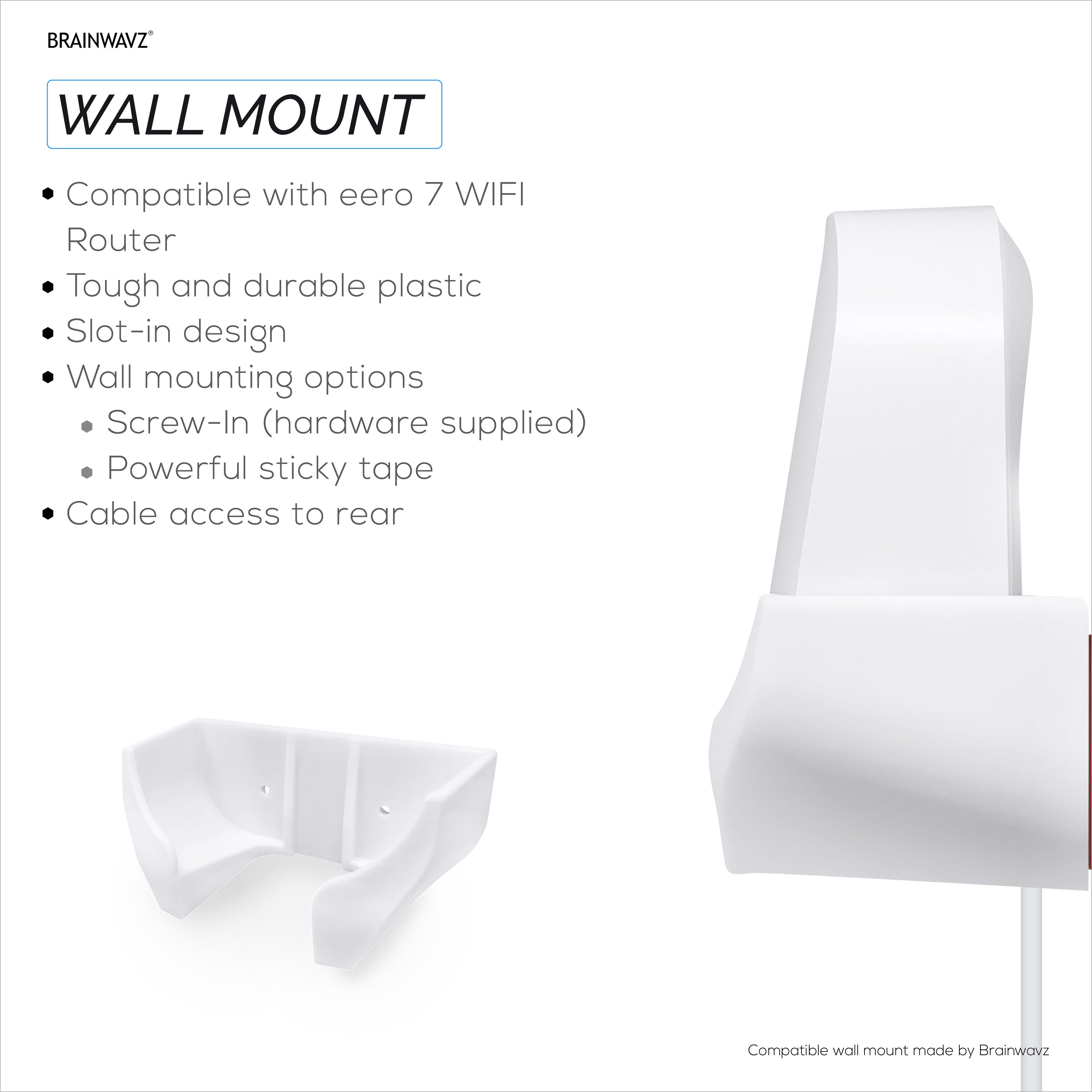 Screwless Wall Mount for EERO 7 WiFi Router, Easy To Install Holder, Adhesive & Screw In