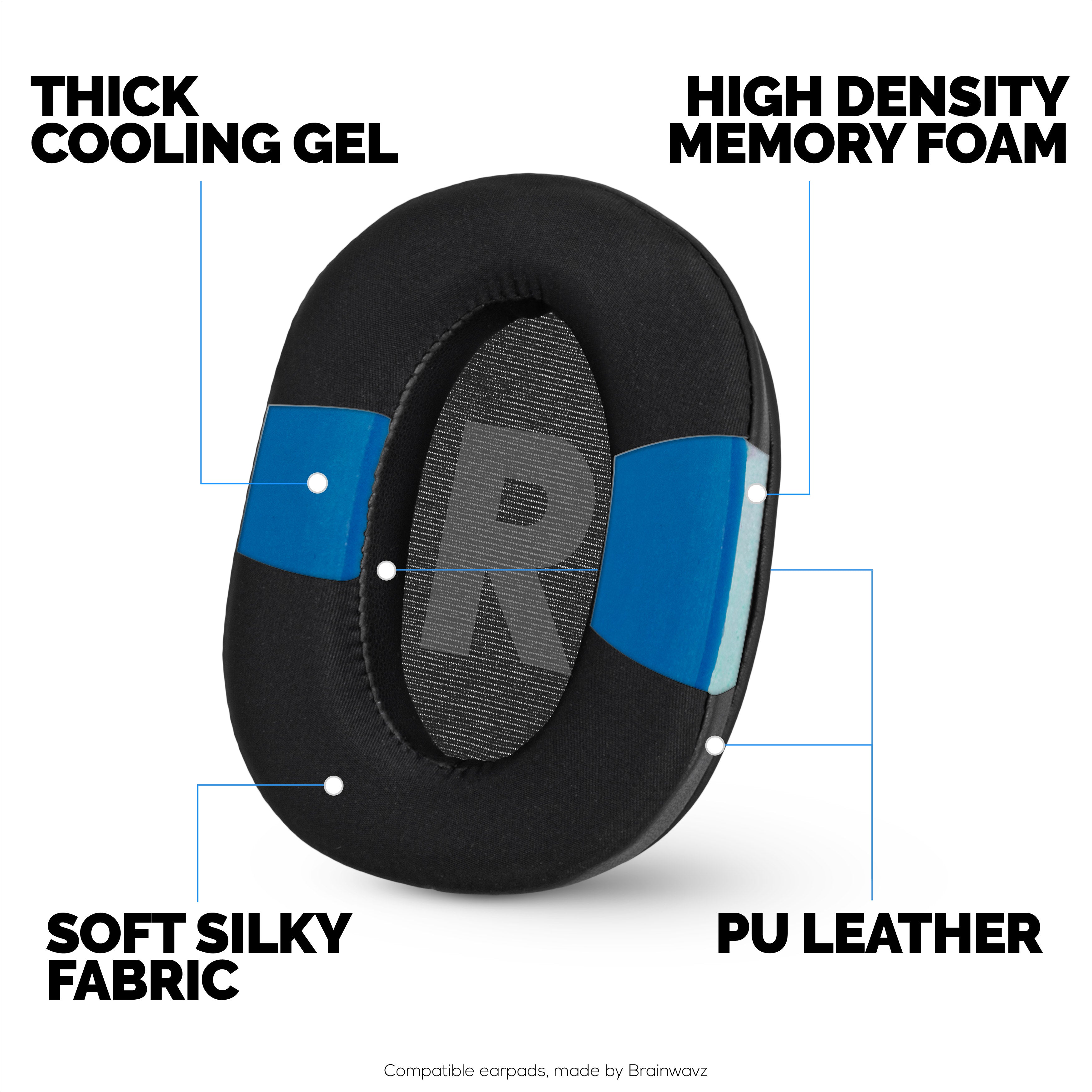 Hybrid Earpads for Logitech G Pro, G Pro X, G Pro X 2, and G Pro X SE Headsets. Cooling Gel Gaming Cushions with Super Soft Fabric & Thick Memory Foam