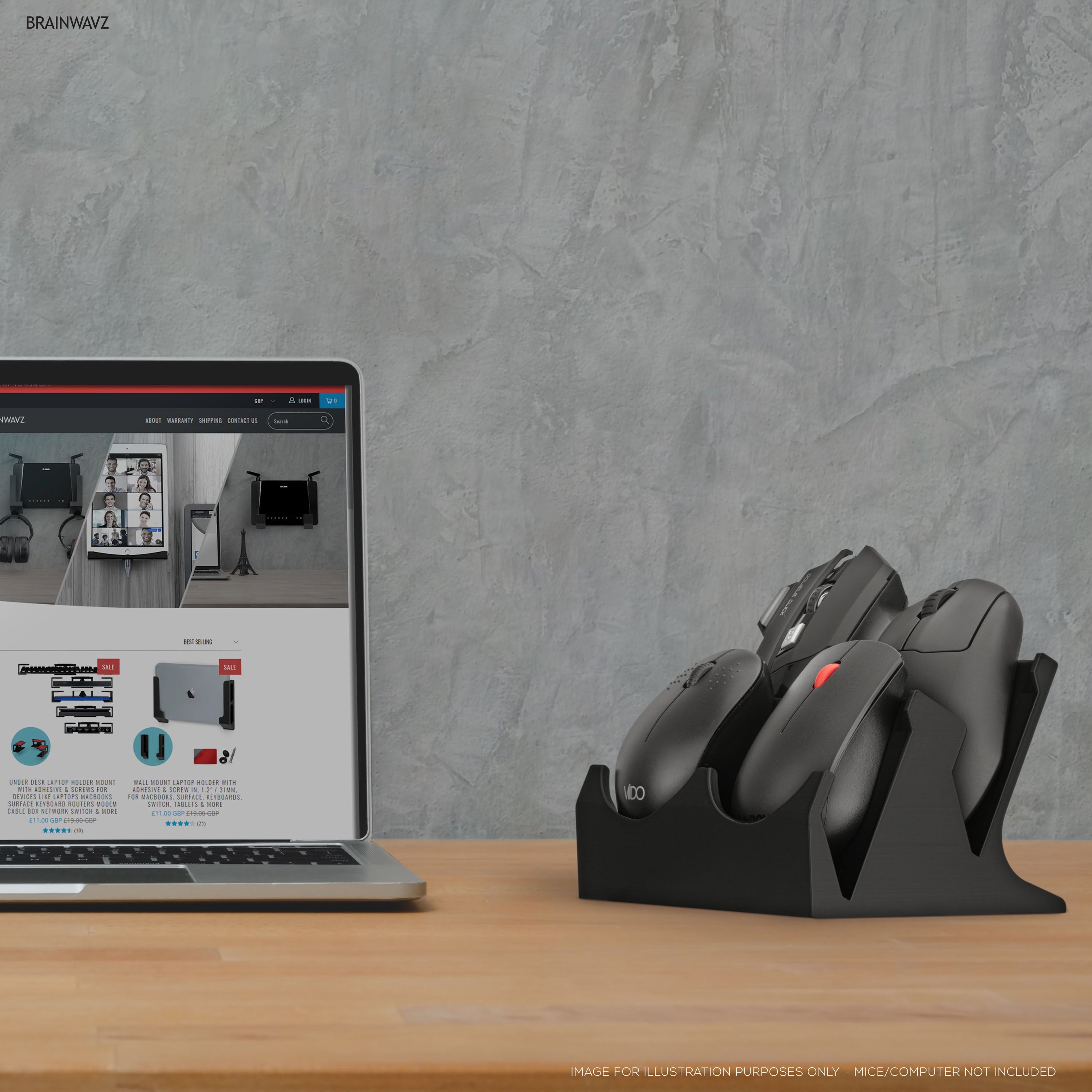 Desktop Quad PC Mouse Stand Holder for Gaming & Office Mice From Logitech, Razer, Corsair & More