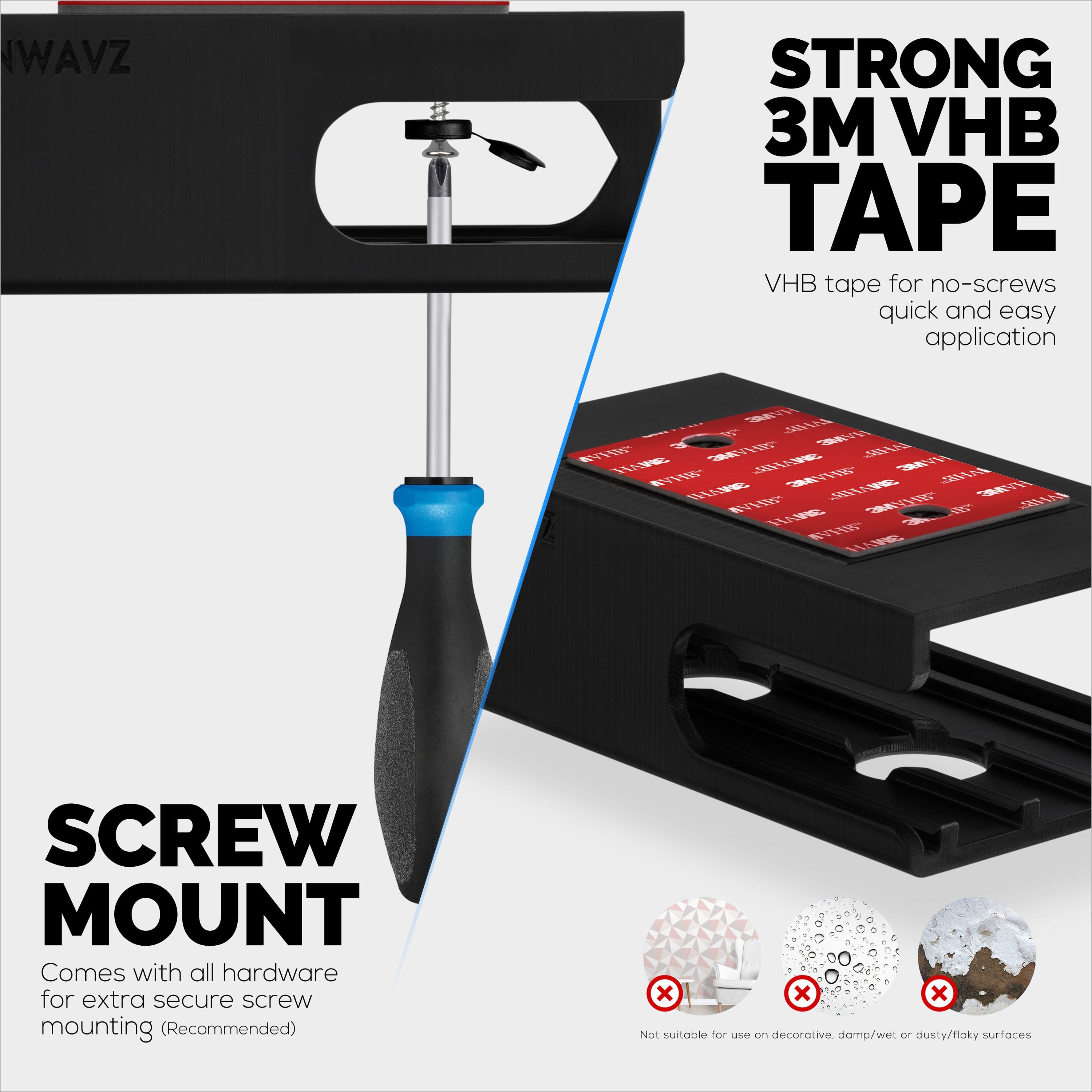 Under Desk Mount for Surface Dock 2, Easy To Install Holder, VHB Adhesive & Screw In