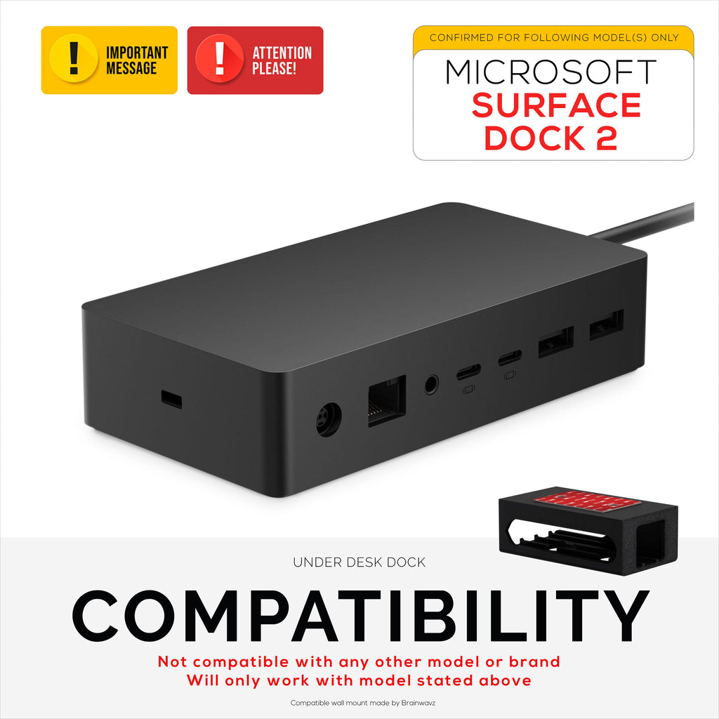 Under Desk Mount for Surface Dock 2, Easy To Install Holder, VHB Adhesive & Screw In