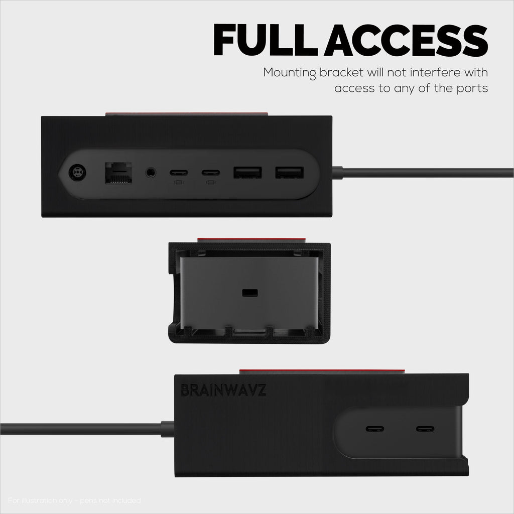 Under Desk Mount for Surface Dock 2, Easy To Install Holder, VHB Adhesive & Screw In