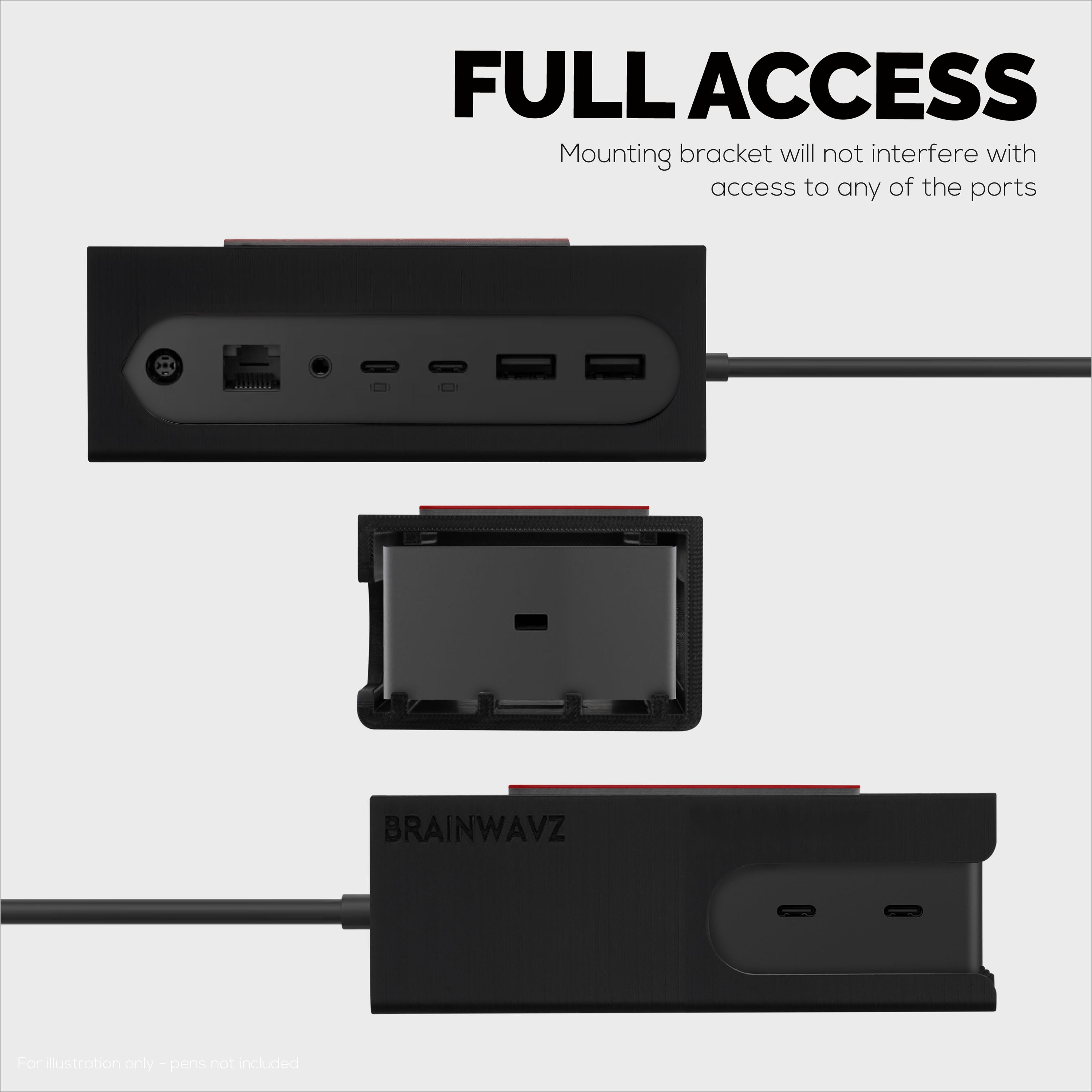 Under Desk Mount for Surface Dock 2, Easy To Install Holder, VHB Adhesive & Screw In