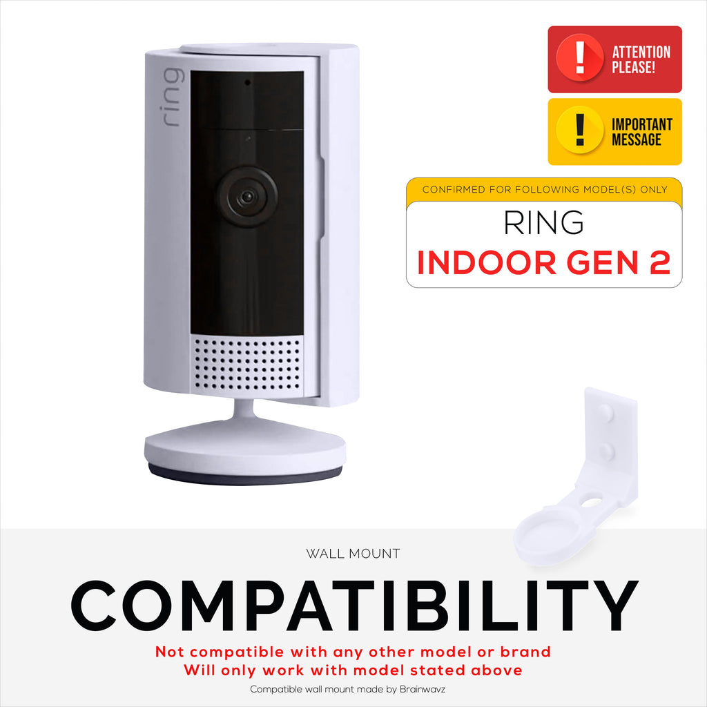 Screwless Wall Mount for Ring Indoor Cam (GEN 2), Easy to Install, No Mess, Strong Adhesive Holder with Screw In Option