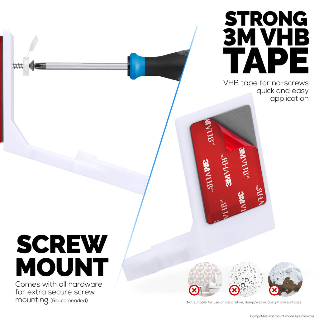 Screwless Wall Mount for Ring Indoor Cam (GEN 2), Easy to Install, No Mess, Strong Adhesive Holder with Screw In Option