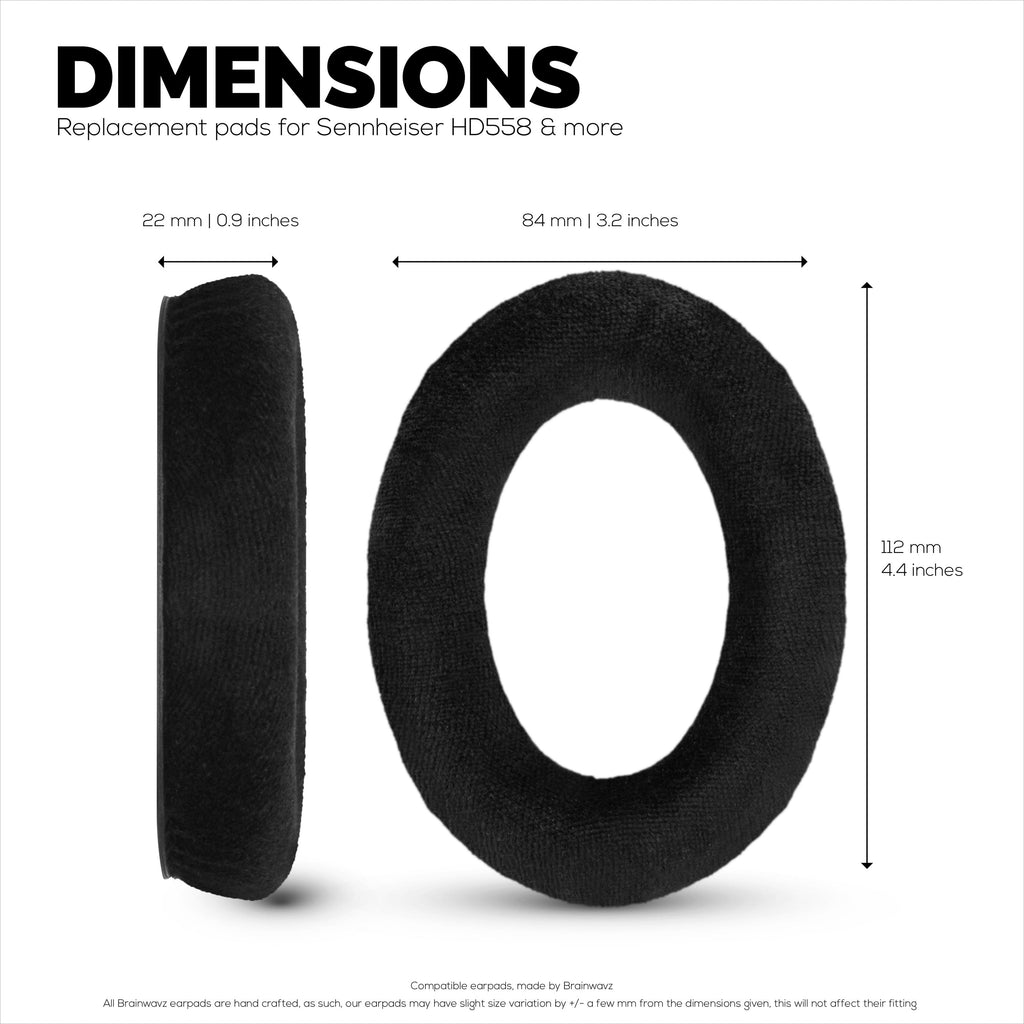 Replacement Earpads for Sennheiser HD598 (CS/SE/SR), HD599, HD558, HD518, HD595, HD569, HD579, HD560S, HD555, HD515, HD559 Headphones, Velour Black