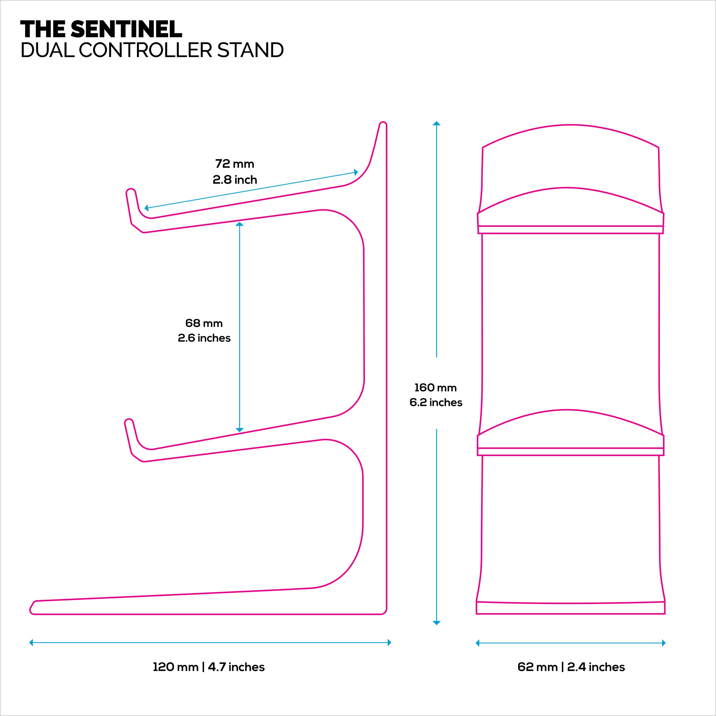 The Sentinel - Dual Game Controller Stand for Desks, Universal Design For All Gamepads
