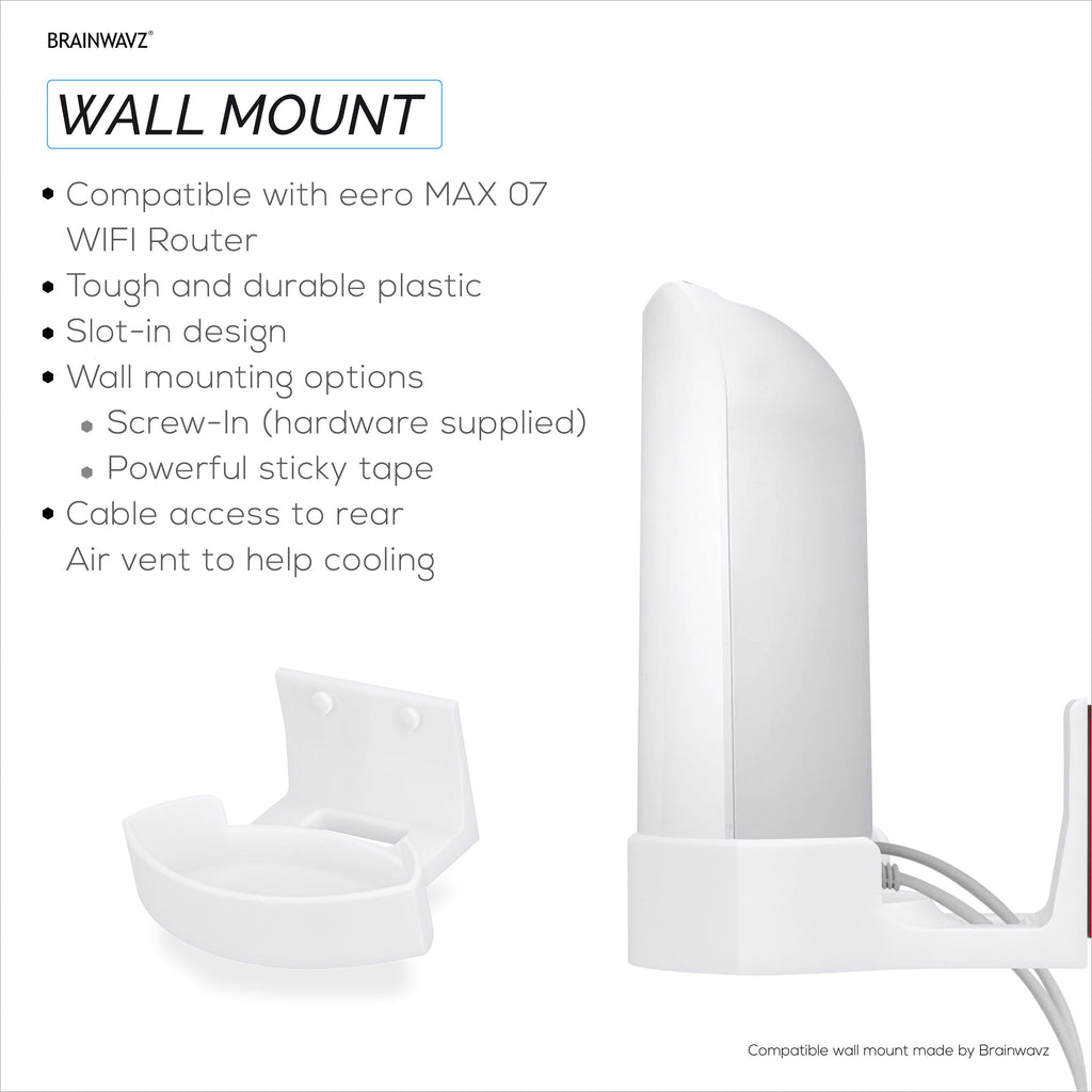 Screwless Wall Mount for EERO Max 7 WiFi Router, Easy To Install Holder, Adhesive & Screw In, Increase Range & Reduce Clutter