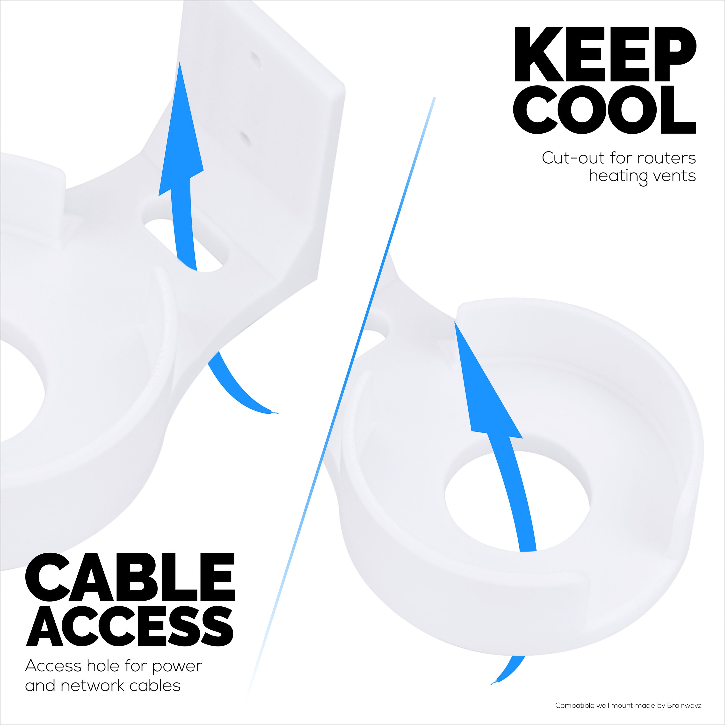 Adhesive Wall Mount for TP Link BE63 (BE1000) WiFi Mesh Router, Easy To Install Holder, Stick On & Screw In Mounting