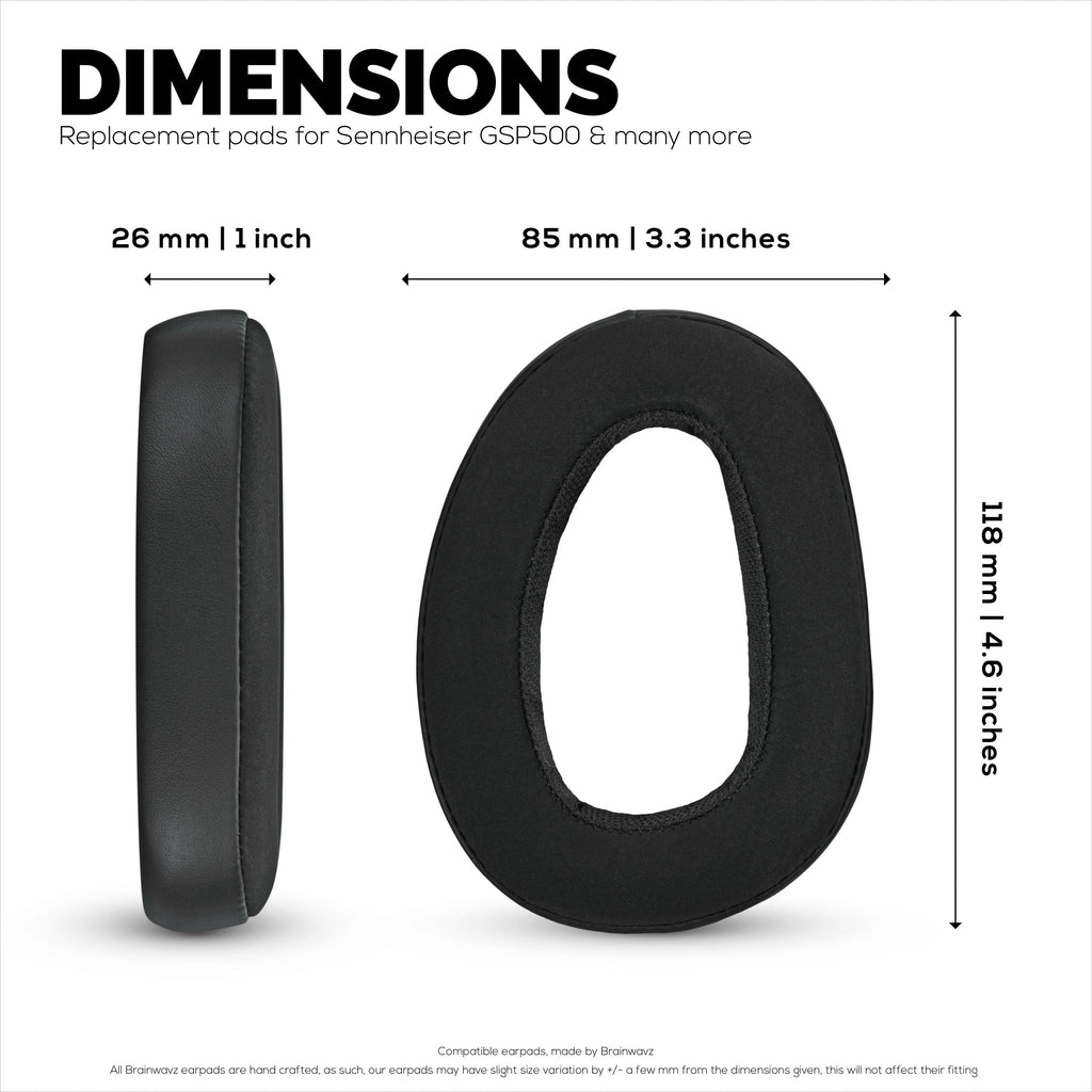 Replacement Earpads for for Sennheiser GSP500, GSP550, GSP600 & GSP670 Headphones - PU Leather & Memory Foam