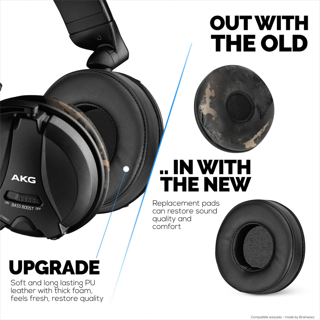 Replacement Earpads for AKG K181 Headphones - Soft PU Leather & Soft Foam