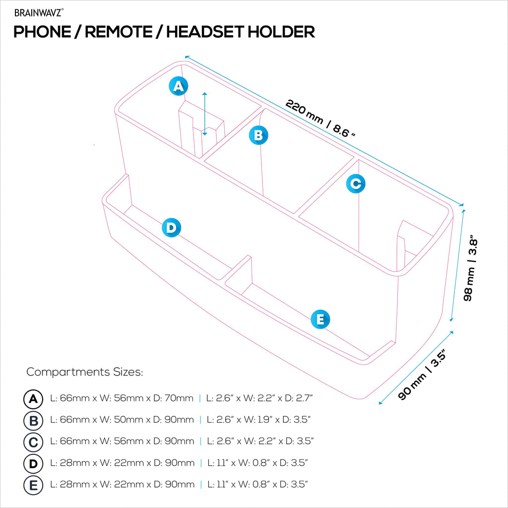Remote Control, Stationery, Headphone & Phone Holder Hanger Stand for Tables and Desks, Easy To Install, Adjustable Clamp, Suitable for Different Size Remotes, Pens, Pencils, Headsets, Phones & More