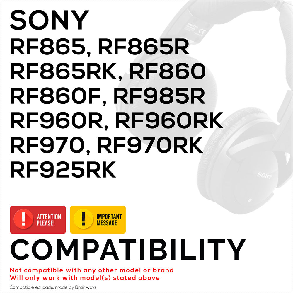 Replacement Leather Earpads for Sony RF985R, RF960R, RF960RK, RF970, RF970RK, RF925RK, RF865, RF865R, RF865RK, RF860, RF860F Headsets