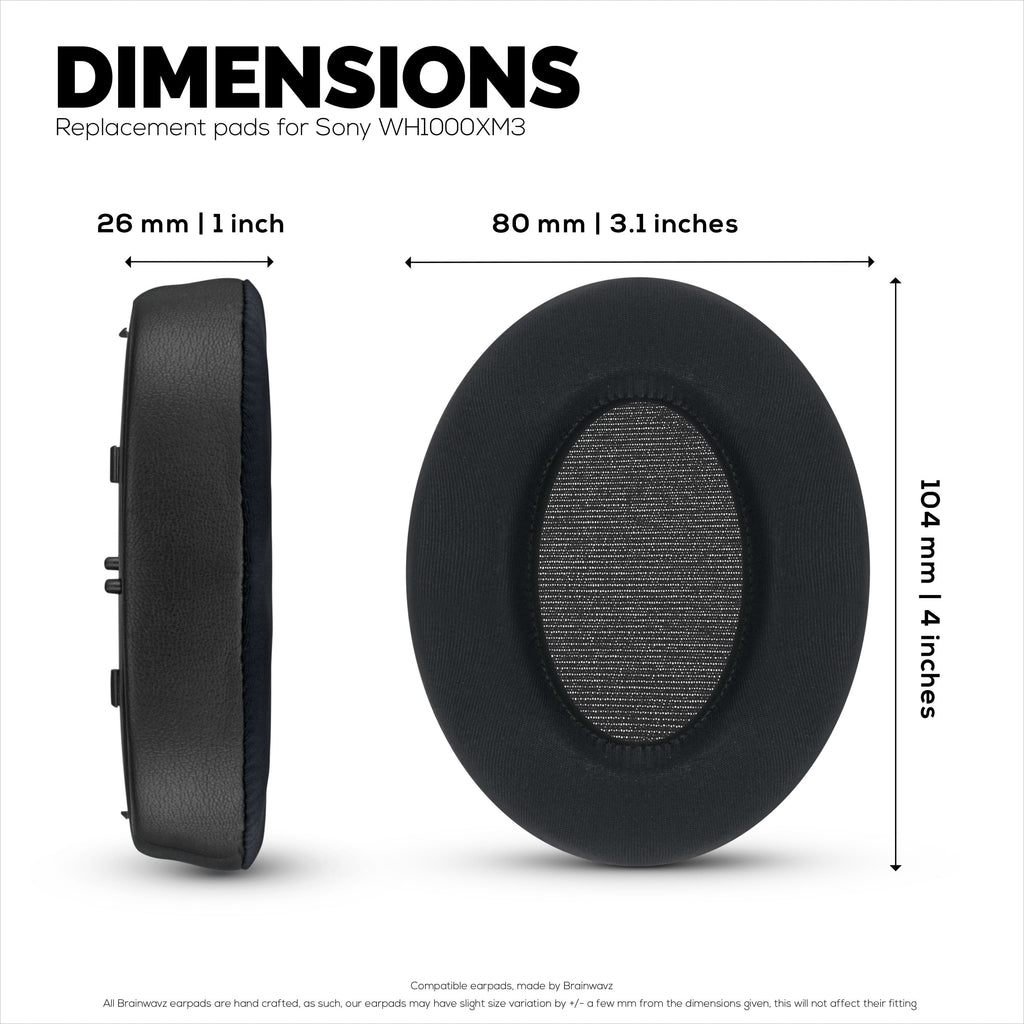 Hybrid Gel Earpads for Sony WH-1000XM3 Headphones, Cool Gel, Super Soft Fabric, PU Leather & Thicker Memory Foam