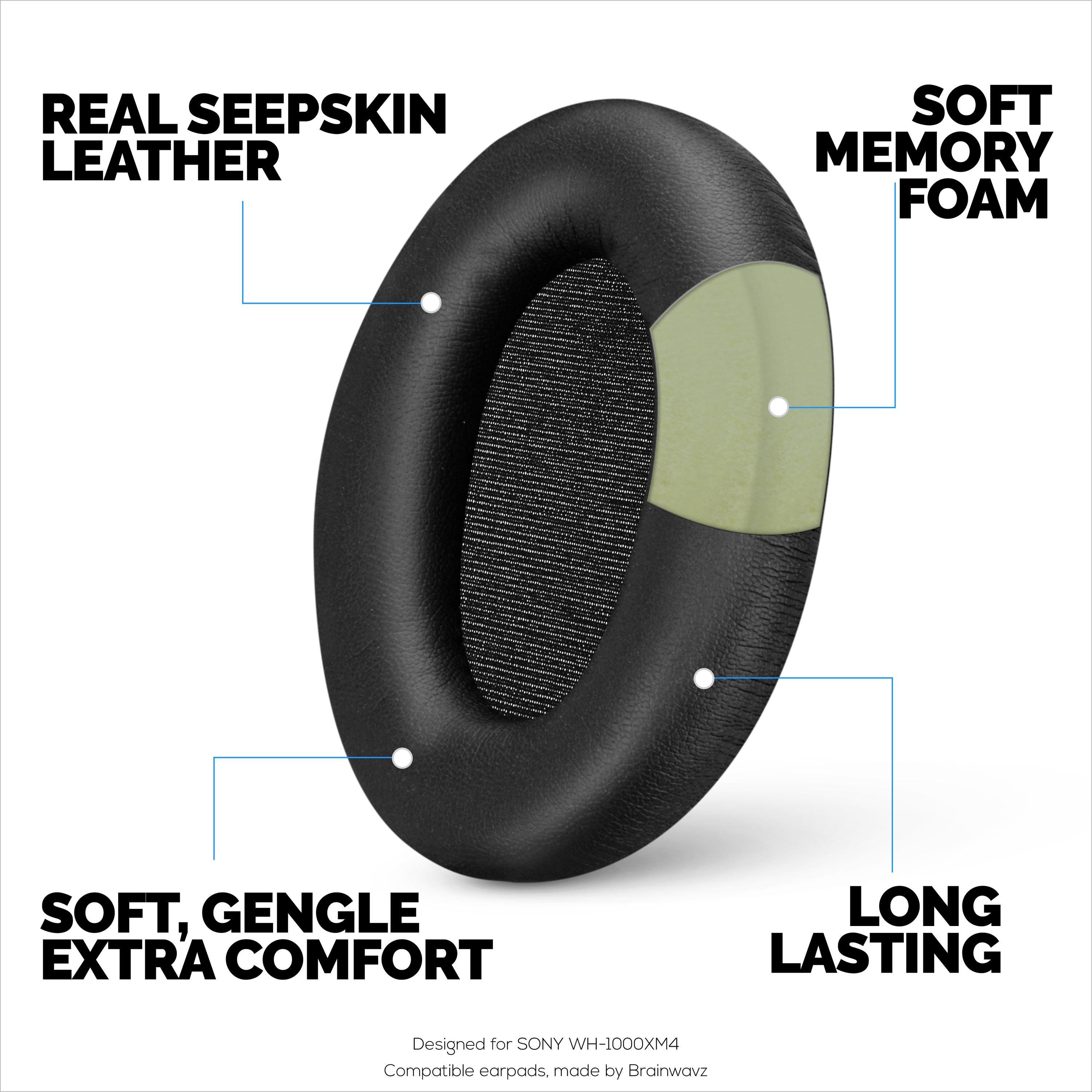 Sheepskin Earpads for Sony WH-1000XM4 Headphones, Soft Real Leather, Memory Foam Extra Comfort, Durable & Long Lasting