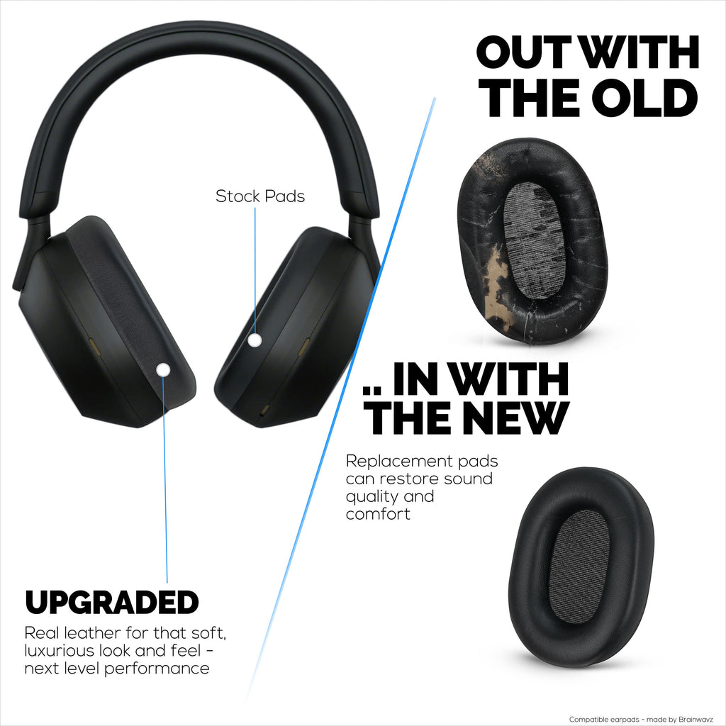 Sheepskin Earpads for Sony WH-1000XM5 Headphones, Soft Real Leather, Memory Foam Extra Comfort, Durable & Long Lasting Ear Cushions