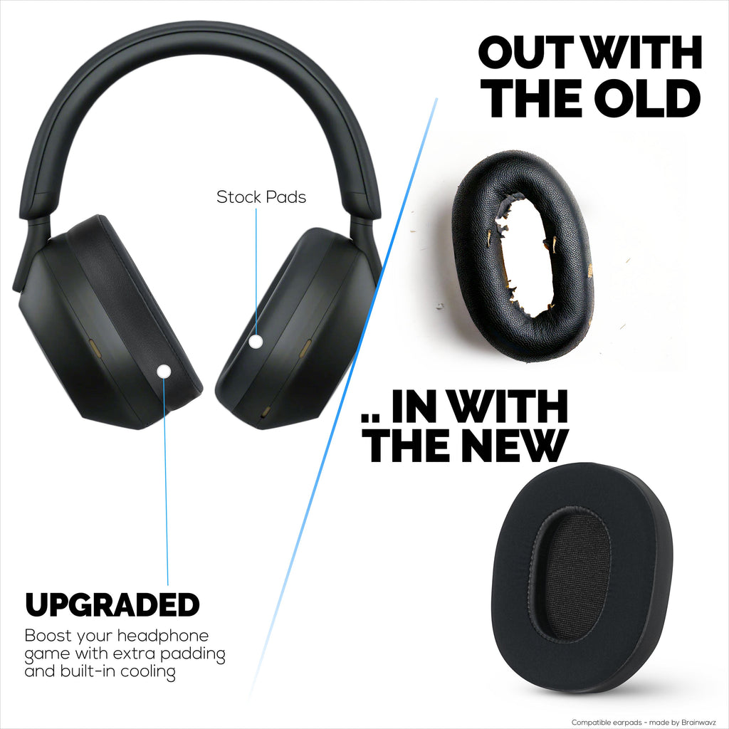 Hybrid Gel Earpads for Sony WH-1000XM5 Headphones, Cool Gel, Super Soft Fabric, PU Leather & Thicker Memory Foam