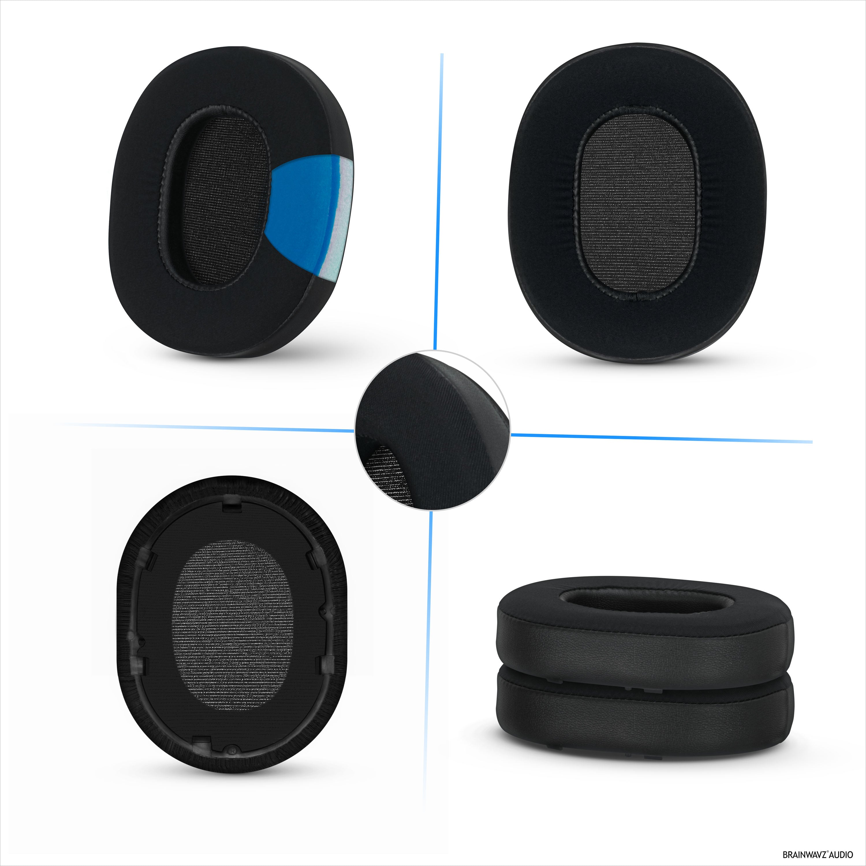 Hybrid Gel Earpads for Sony WH-1000XM5 Headphones, Cool Gel, Super Soft Fabric, PU Leather & Thicker Memory Foam