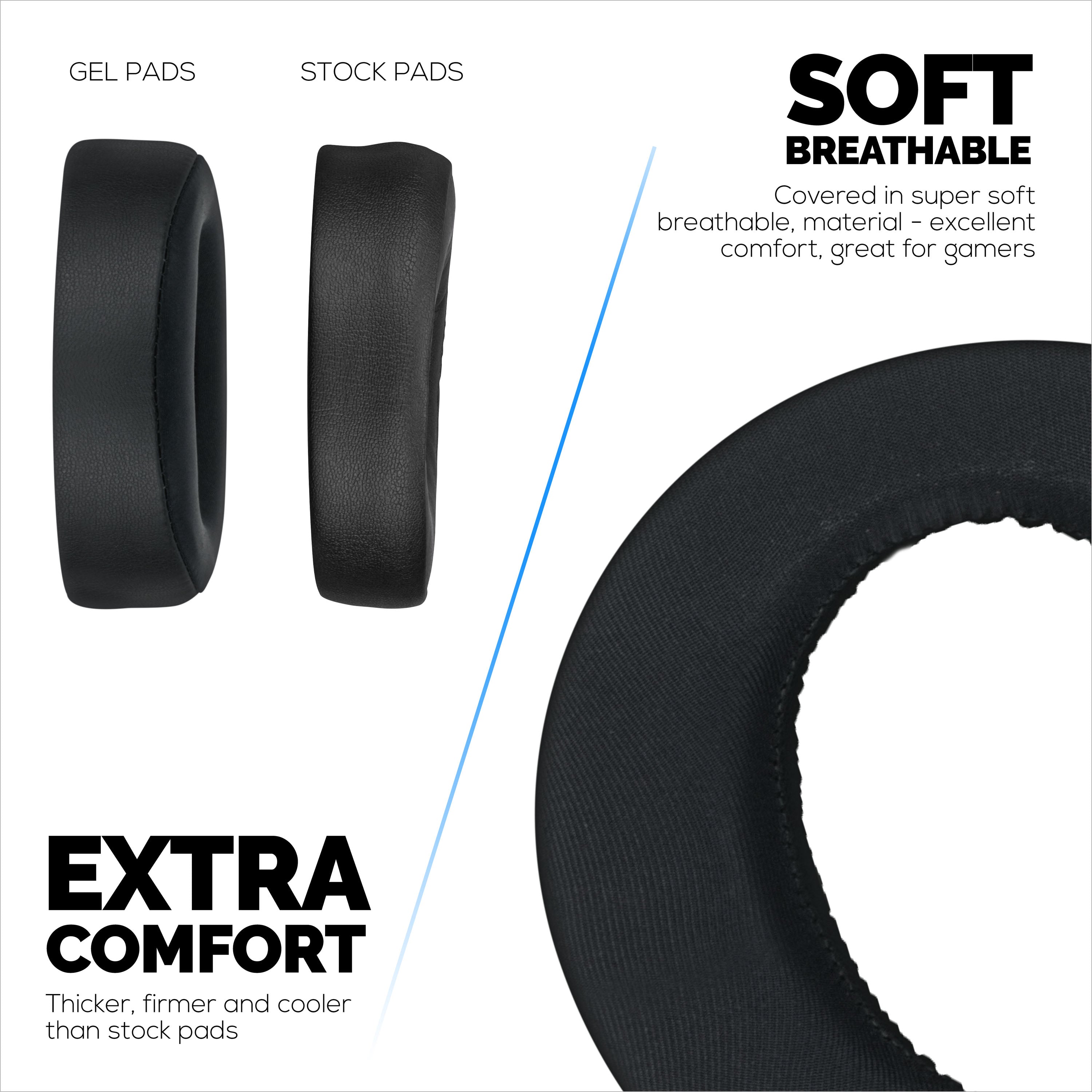 Hybrid Earpads for Sony PS5 PULSE 3D Headphones, Cool Gel, Super Soft Fabric, PU Leather & Thicker Memory Foam